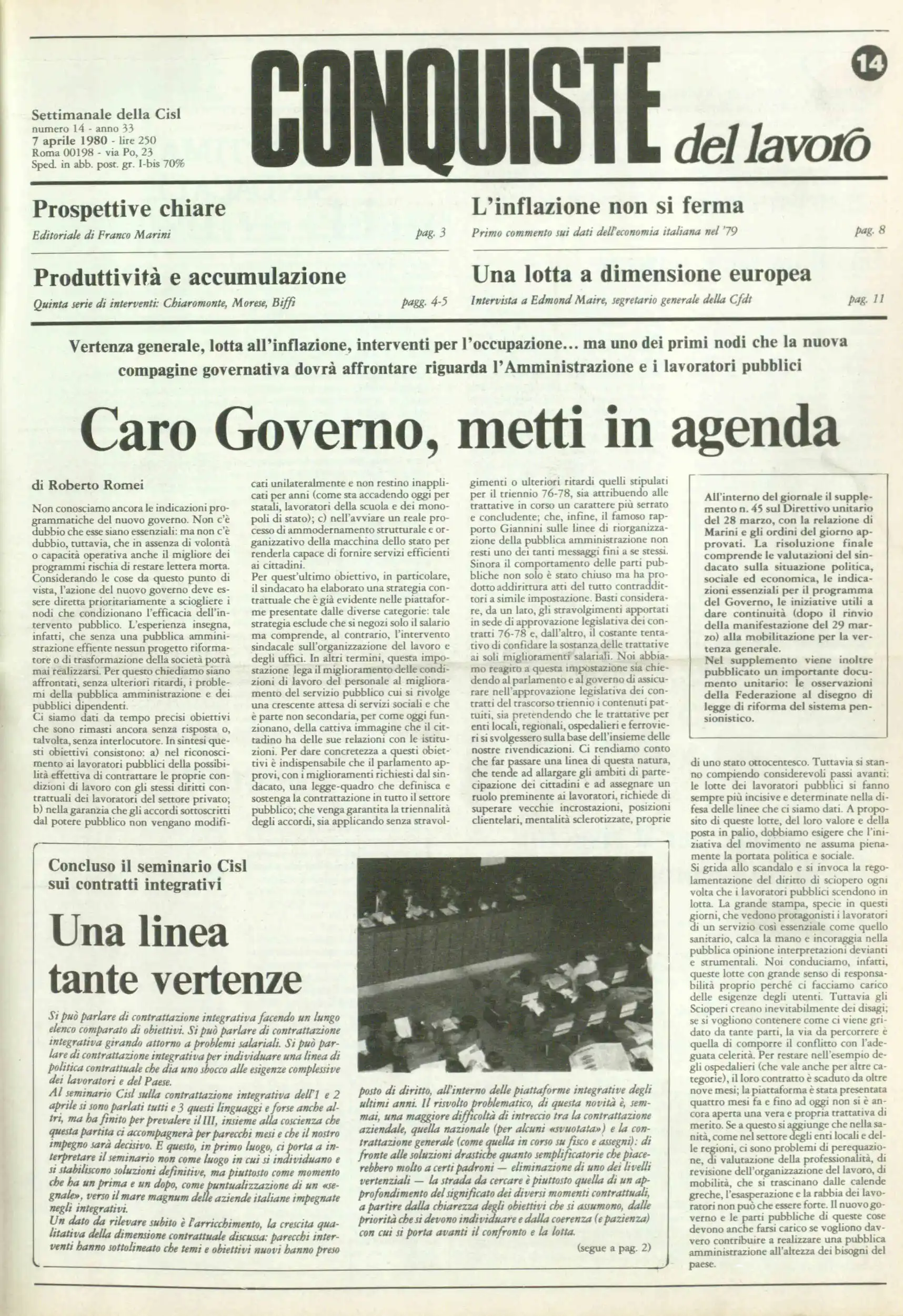Conquiste del Lavoro del 07/04/1980 N. 14 Anno 33