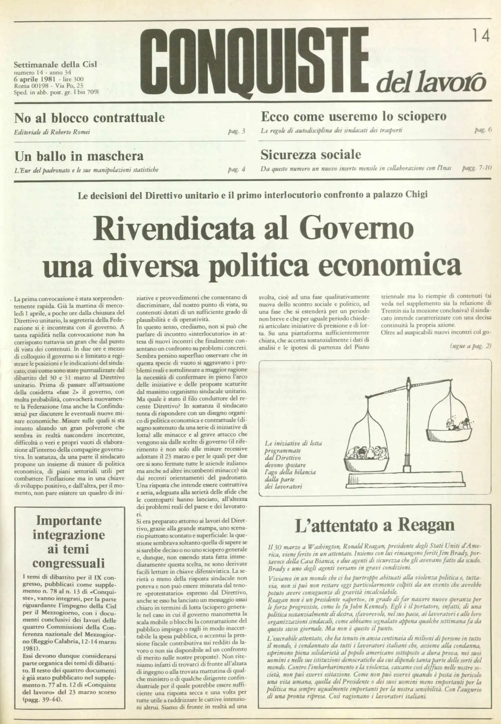 Conquiste del Lavoro del 06/04/1981 N. 14 Anno 34