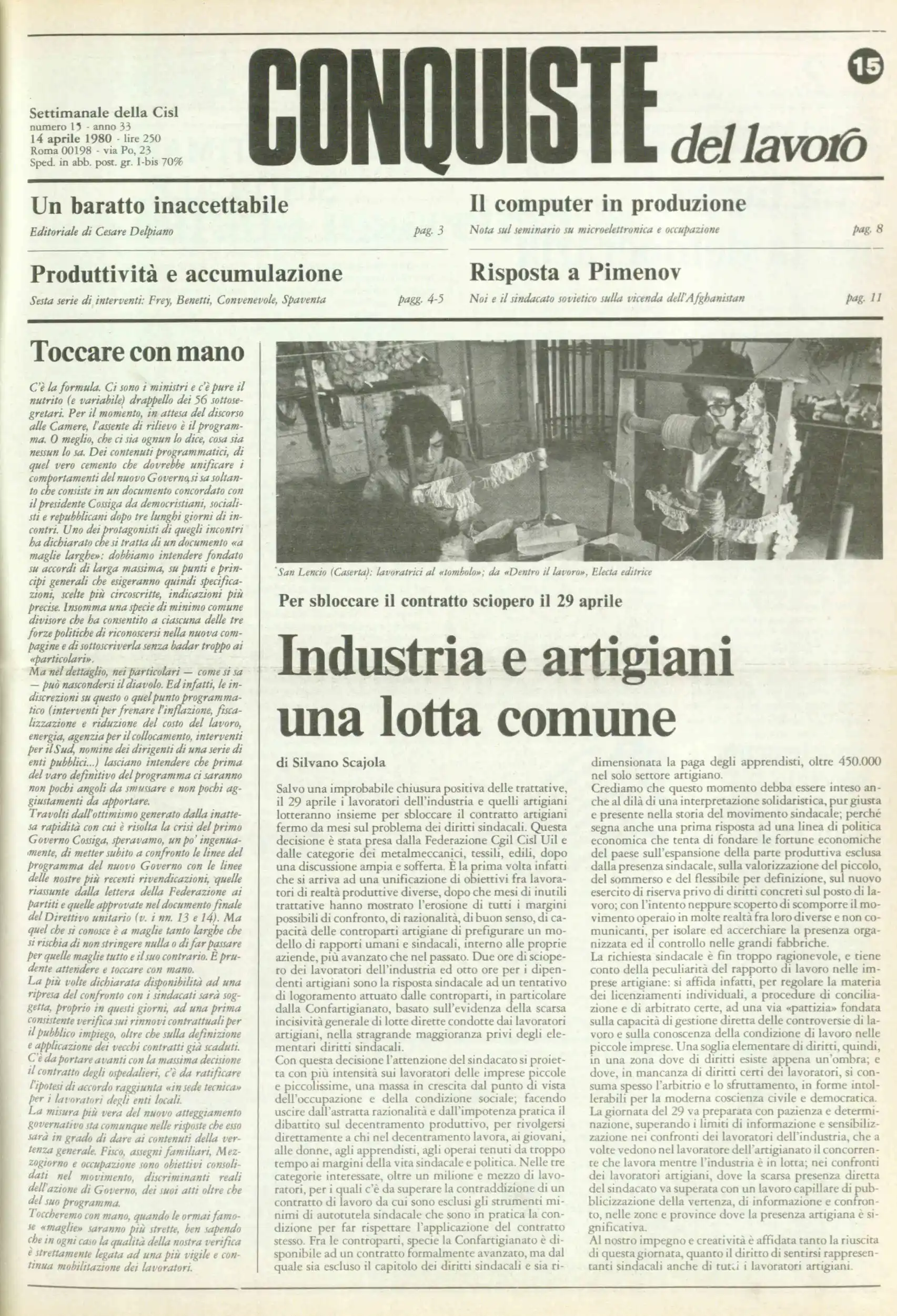 Conquiste del Lavoro del 14/04/1980 N. 15 Anno 33