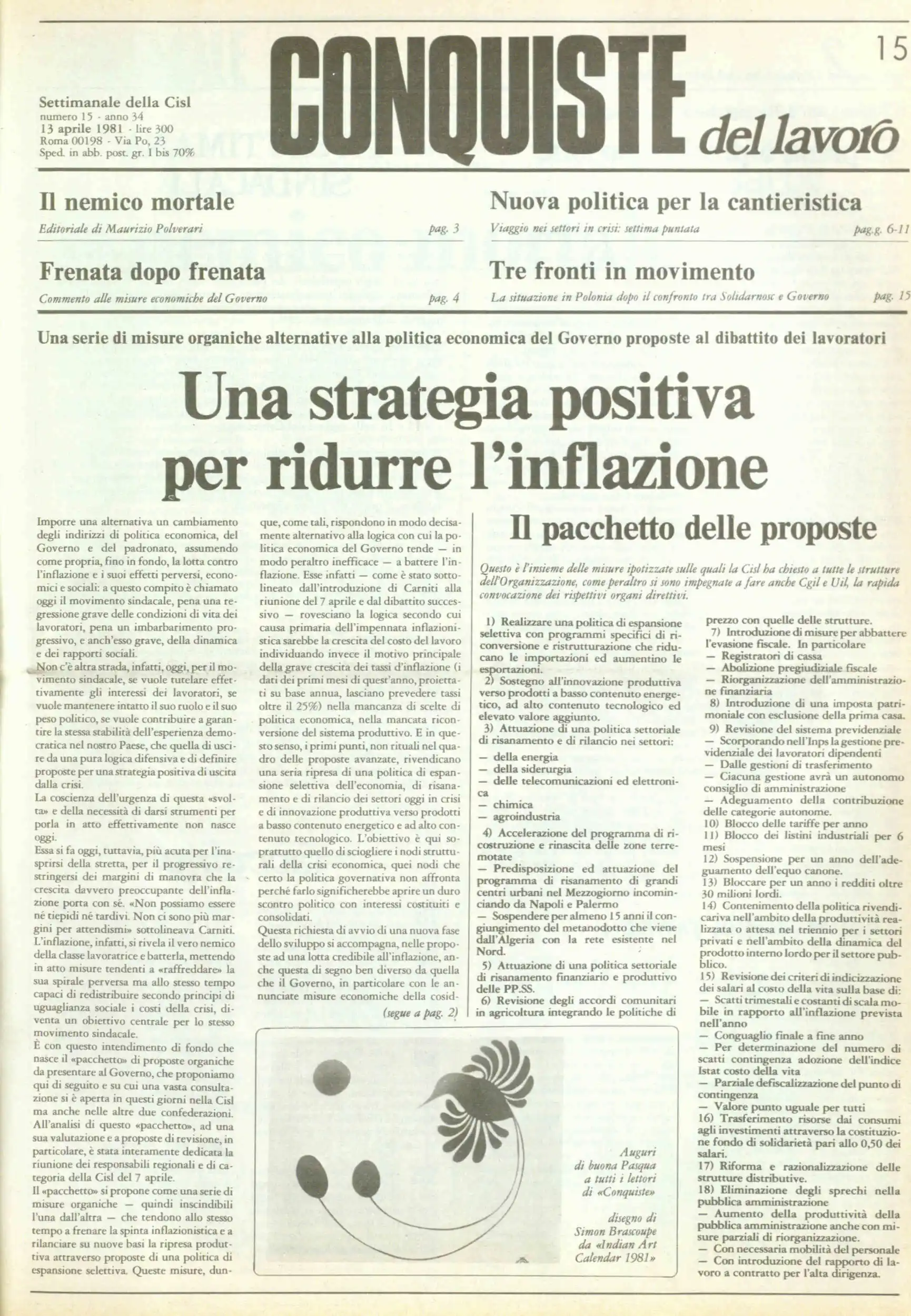 Conquiste del Lavoro del 13/04/1981 N. 15 Anno 34
