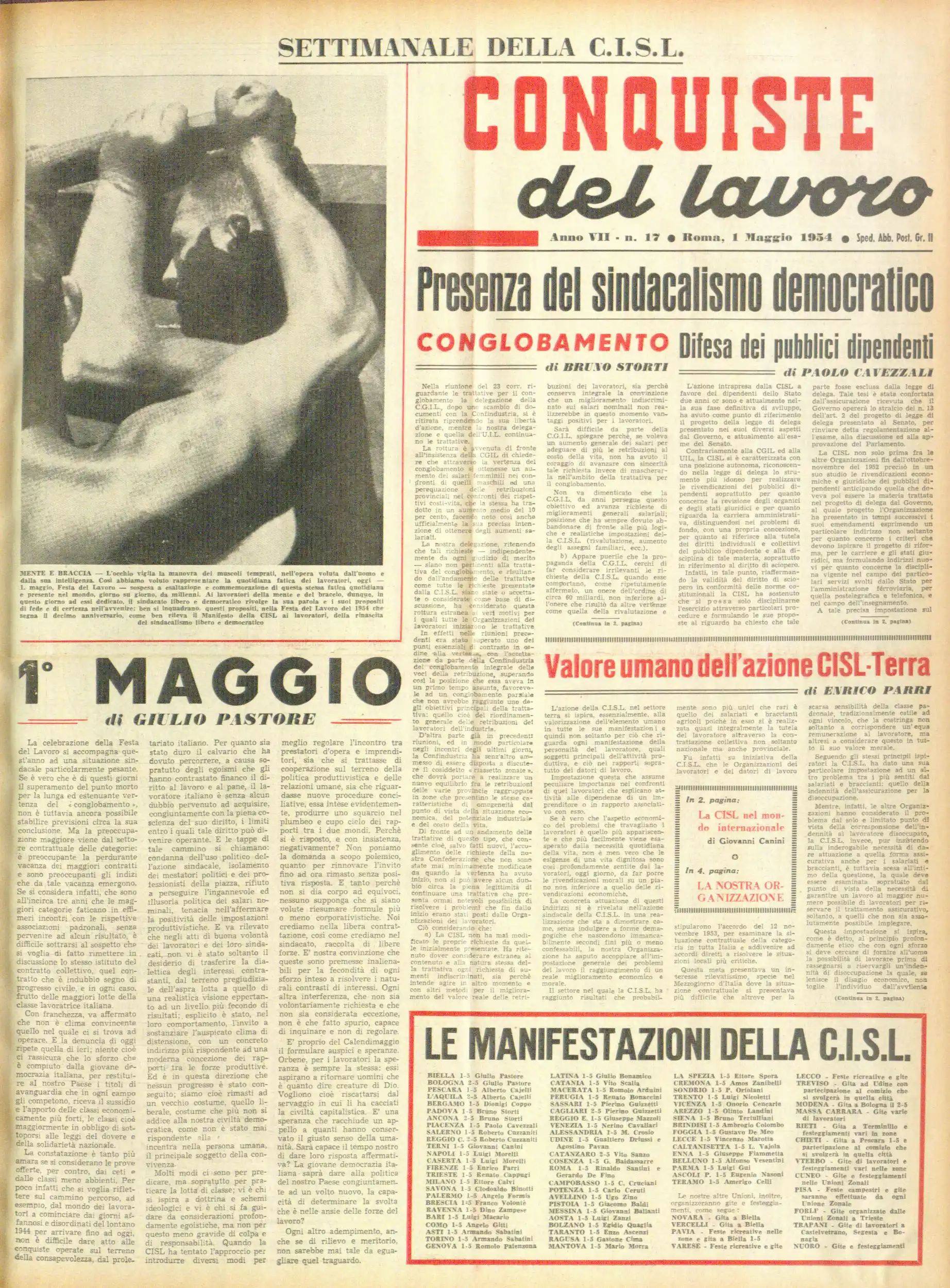 Conquiste del Lavoro del 01/05/1954 N. 17 Anno 7
