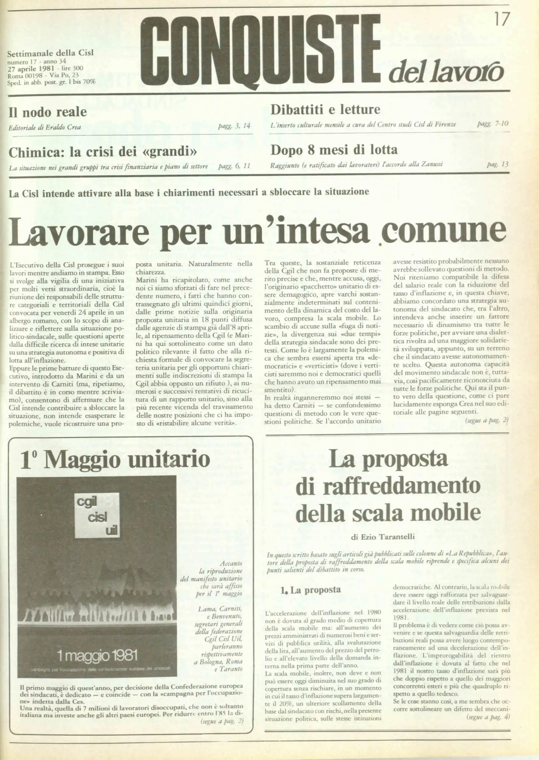 Conquiste del Lavoro del 27/04/1981 N. 17 Anno 34