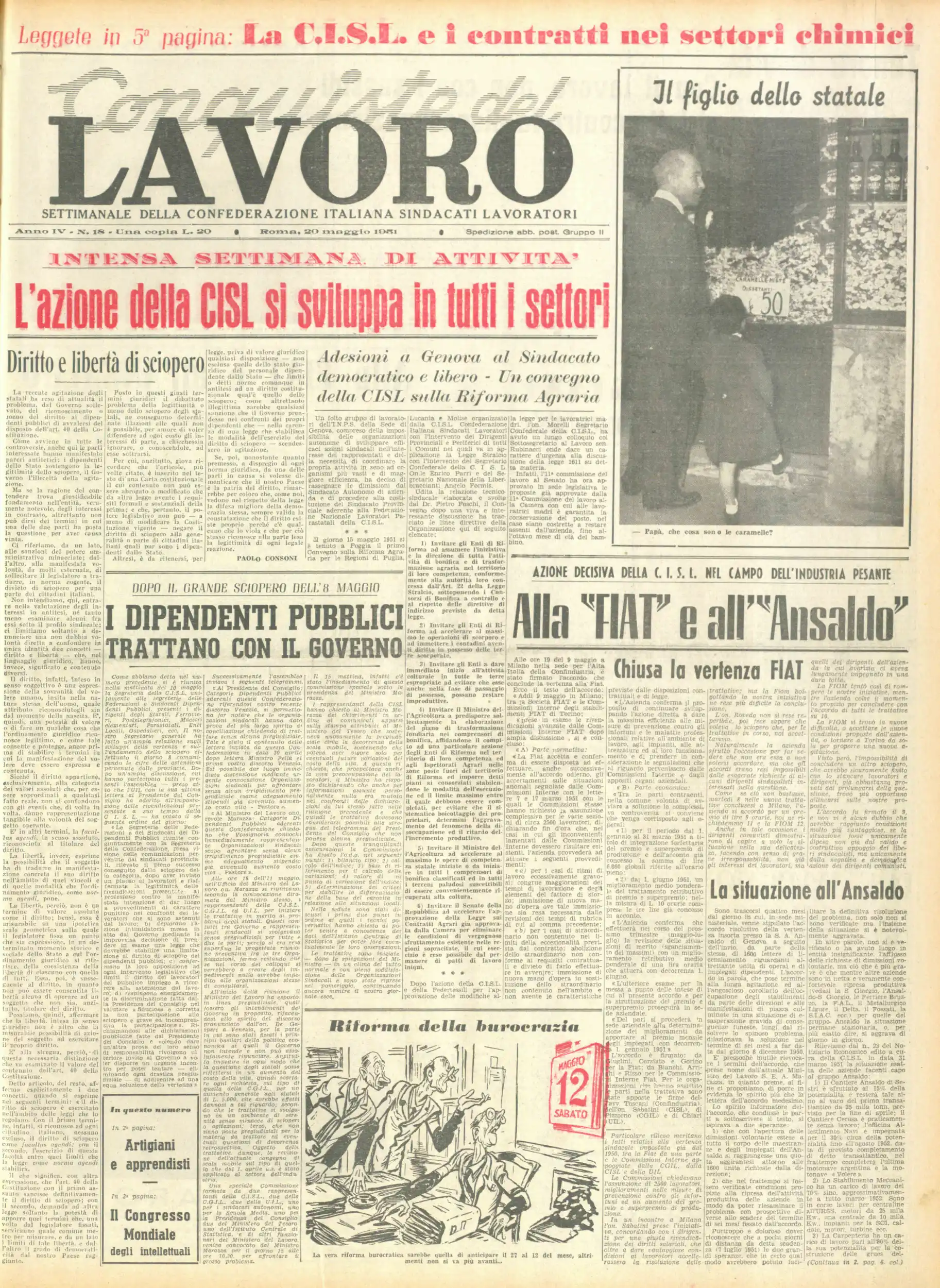 Conquiste del Lavoro del 20/05/1951 N. 18 Anno 4