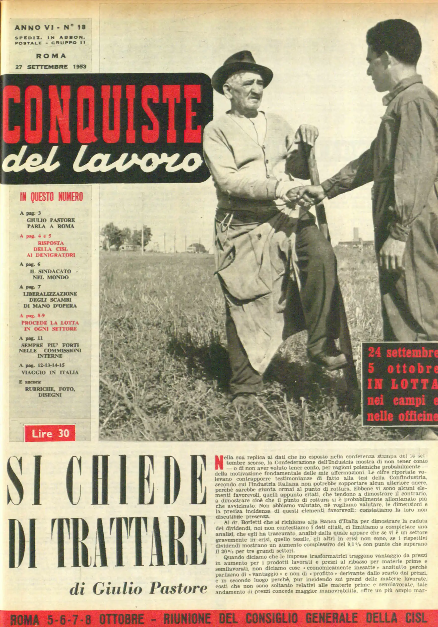 Conquiste del Lavoro del 27/09/1953 N. 18 Anno 6