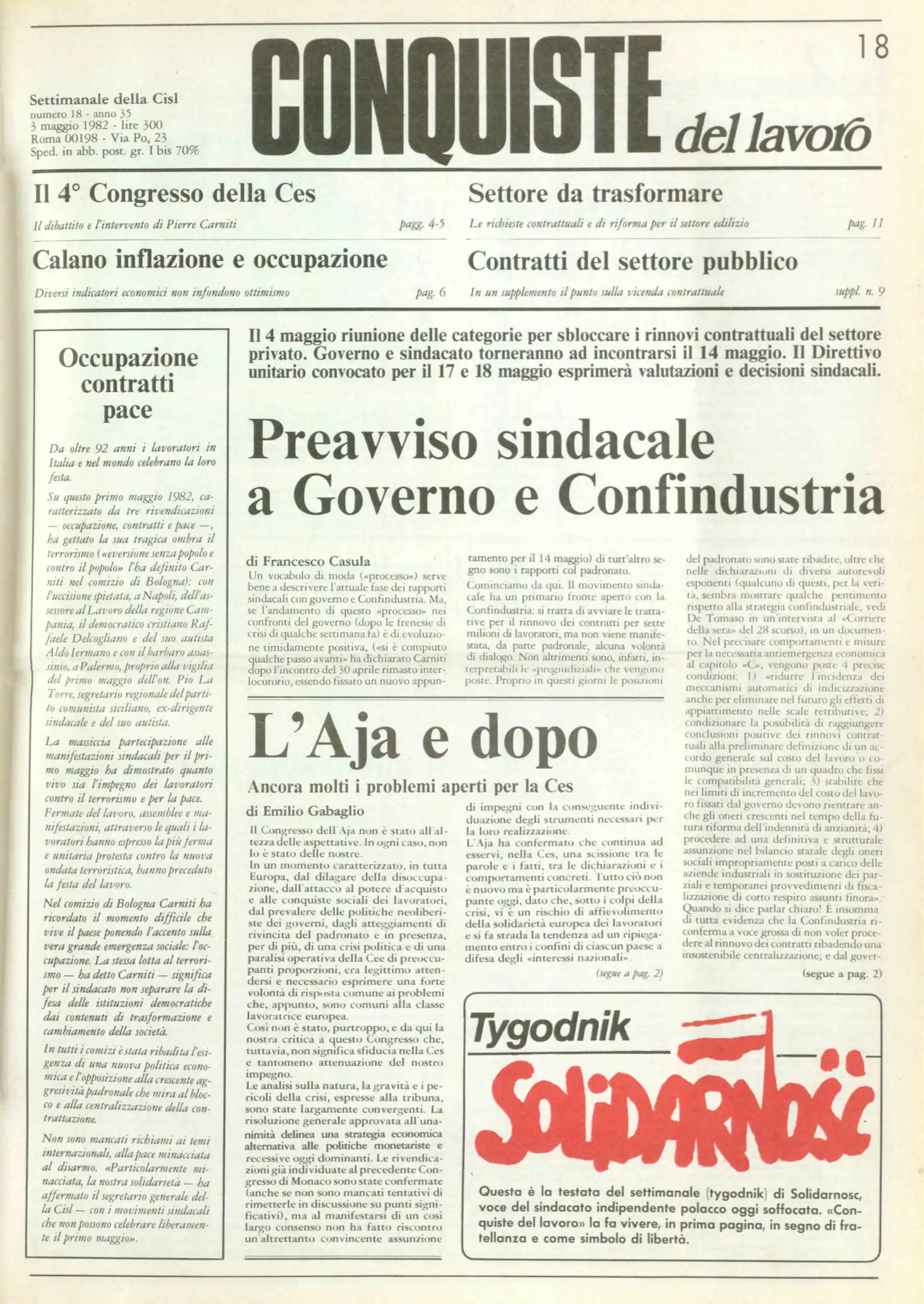Conquiste del Lavoro del 03/05/1982 N. 18 Anno 35