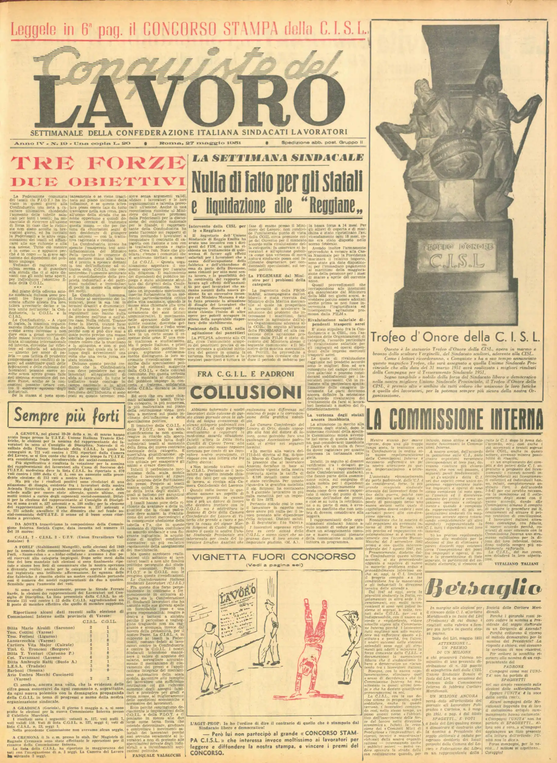 Conquiste del Lavoro del 27/05/1951 N. 19 Anno 4