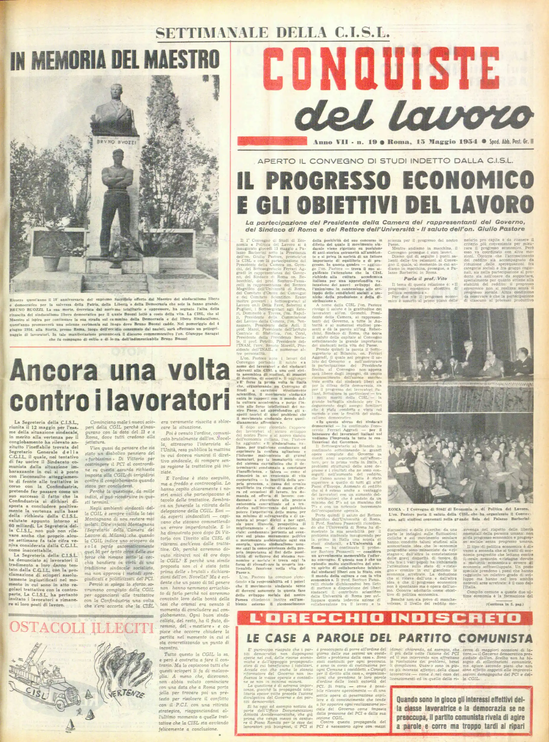 Conquiste del Lavoro del 15/05/1954 N. 19 Anno 7