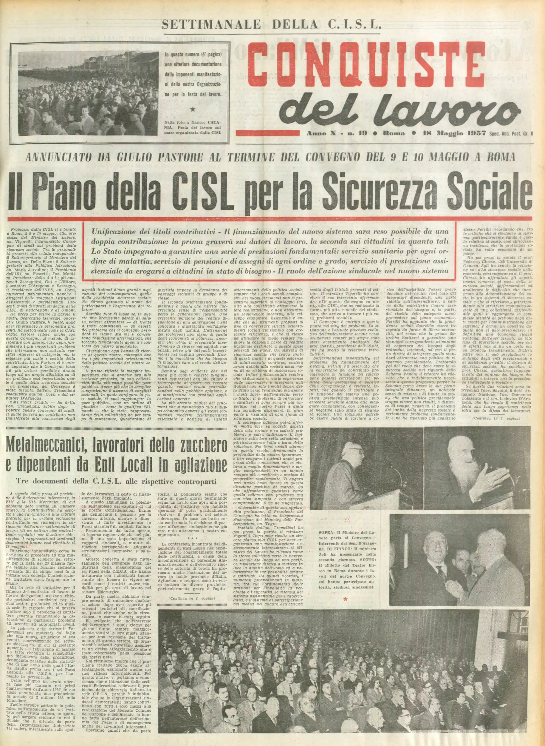 Conquiste del Lavoro del 18/05/1957 N. 19 Anno 10