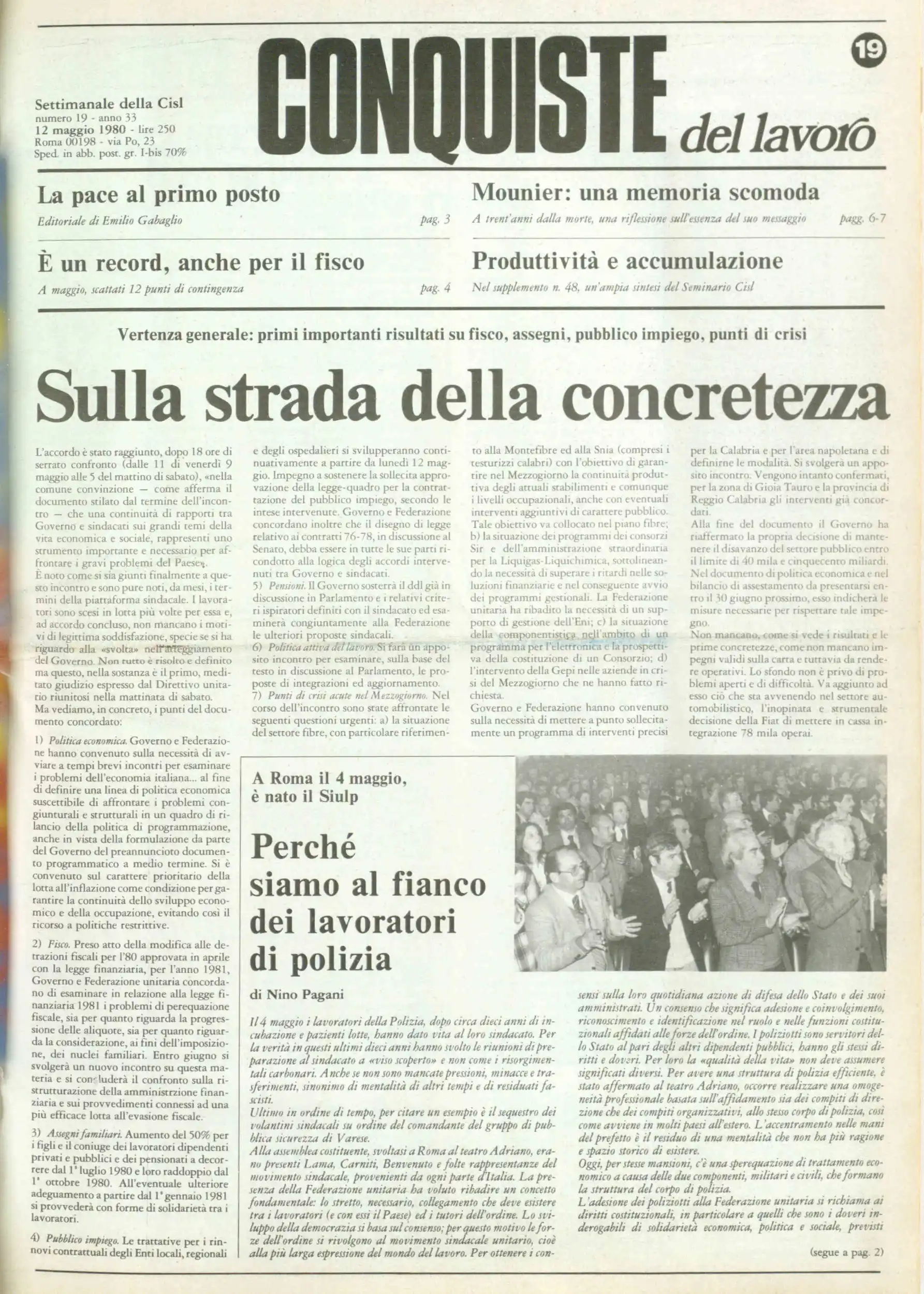 Conquiste del Lavoro del 12/05/1980 N. 19 Anno 33