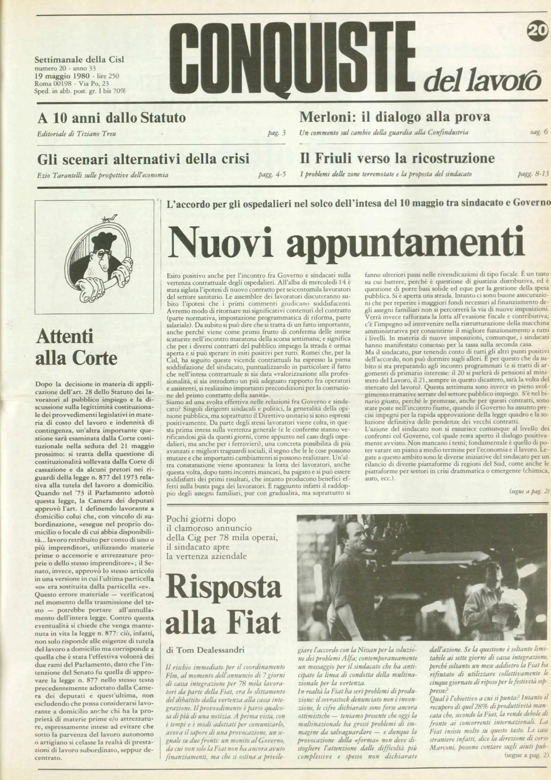 Conquiste del Lavoro del 19/05/1980 N. 20 Anno 33