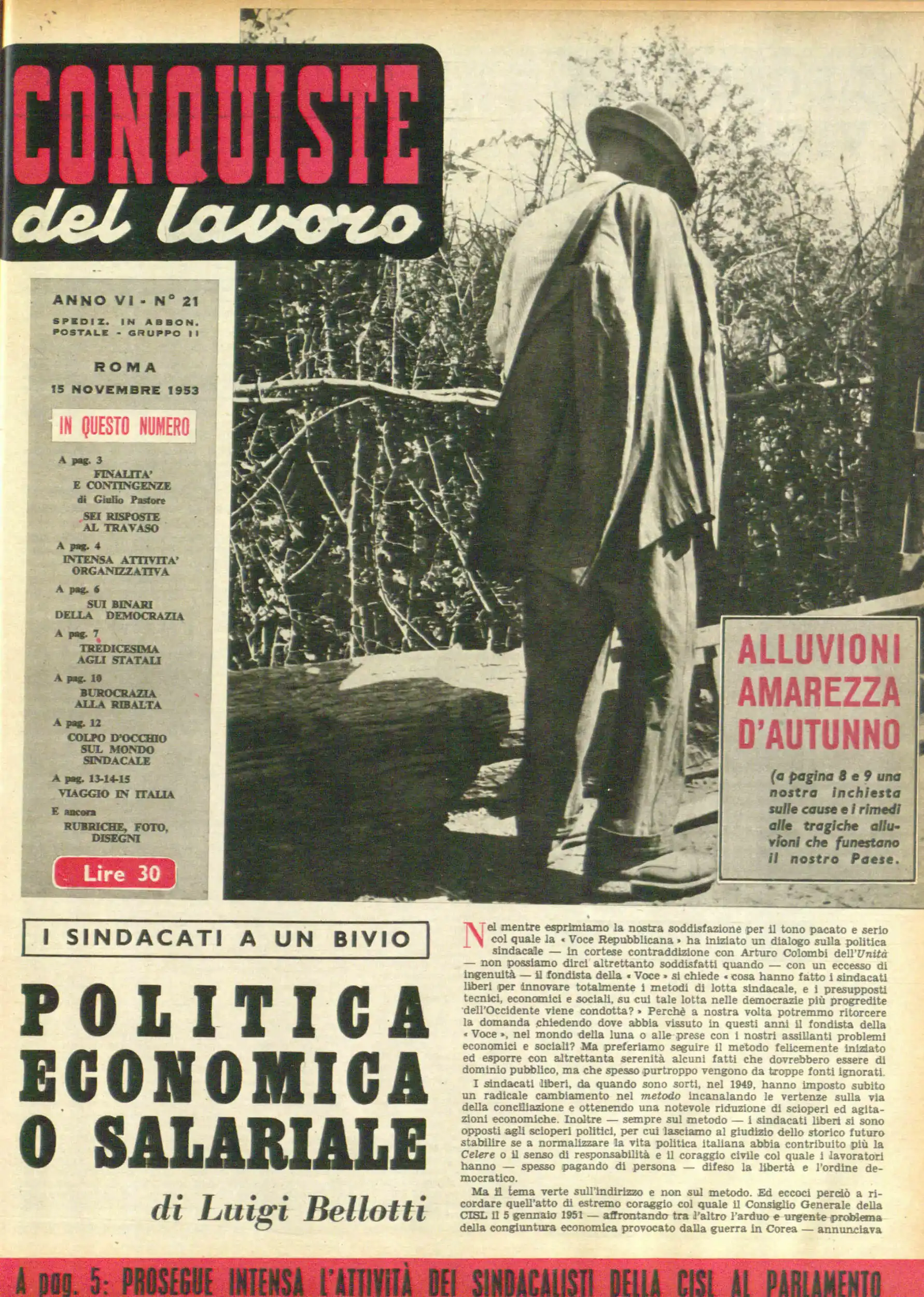 Conquiste del Lavoro del 15/11/1953 N. 21 Anno 6