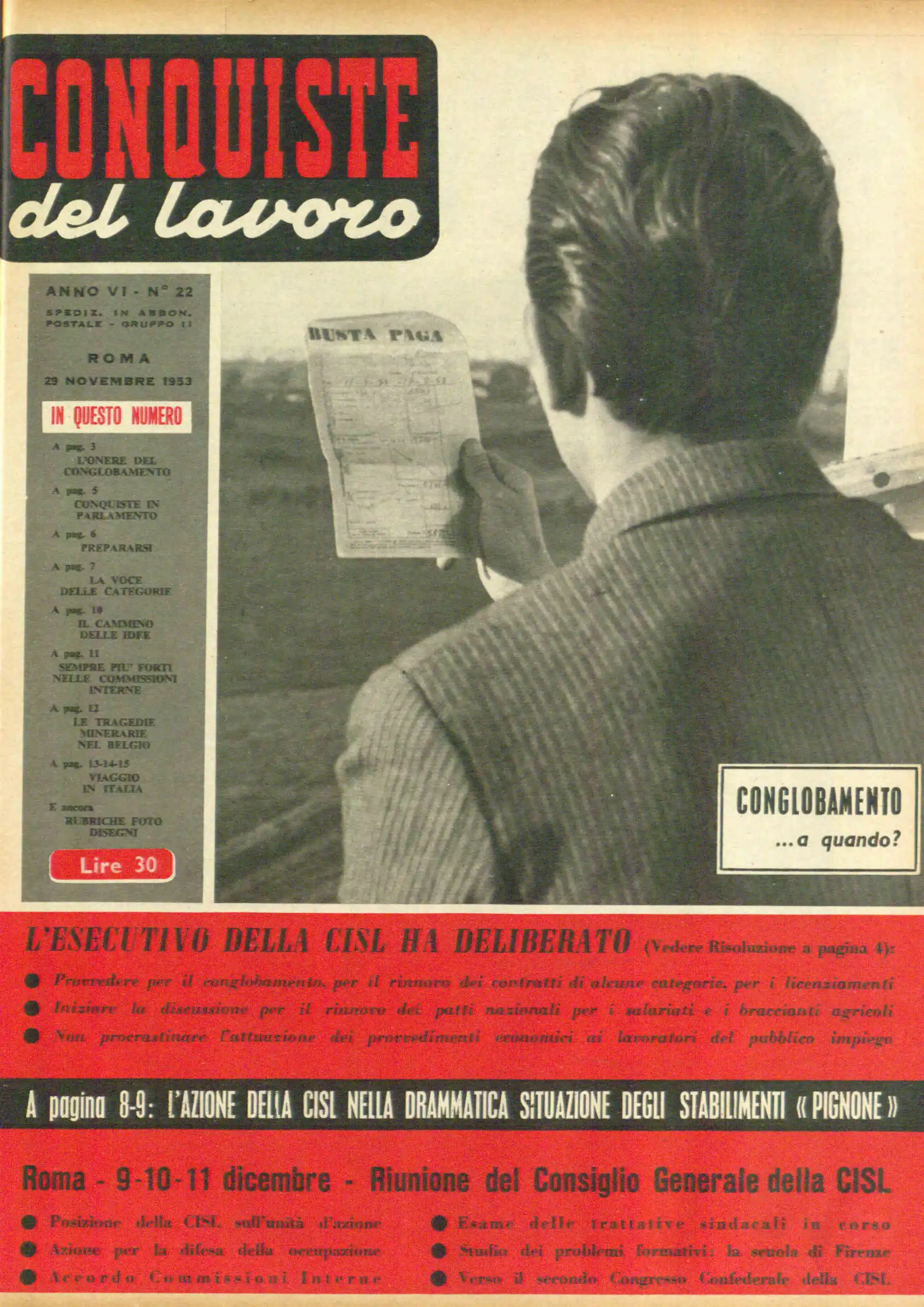 Conquiste del Lavoro del 29/11/1953 N. 22 Anno 6