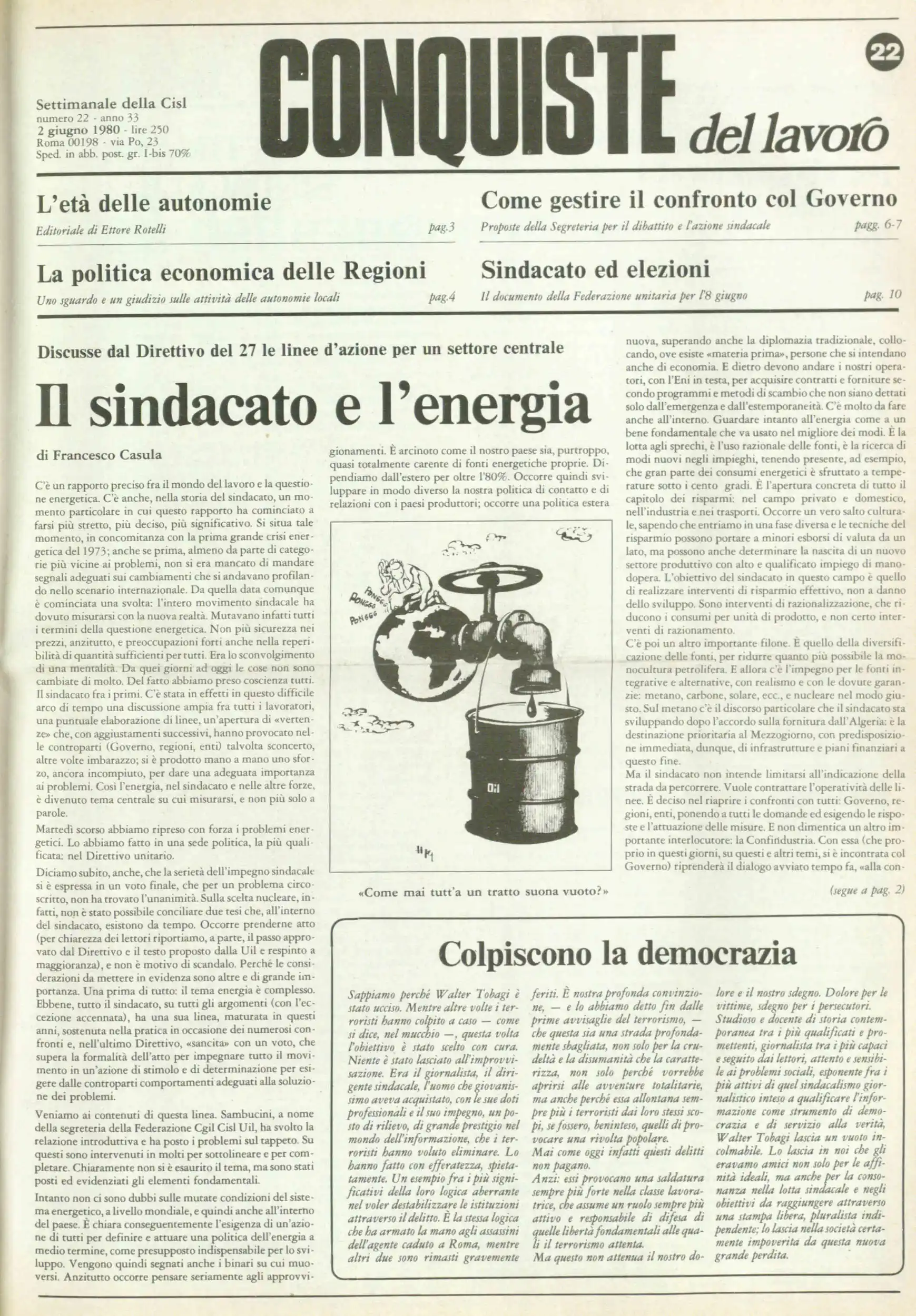 Conquiste del Lavoro del 02/06/1980 N. 22 Anno 33