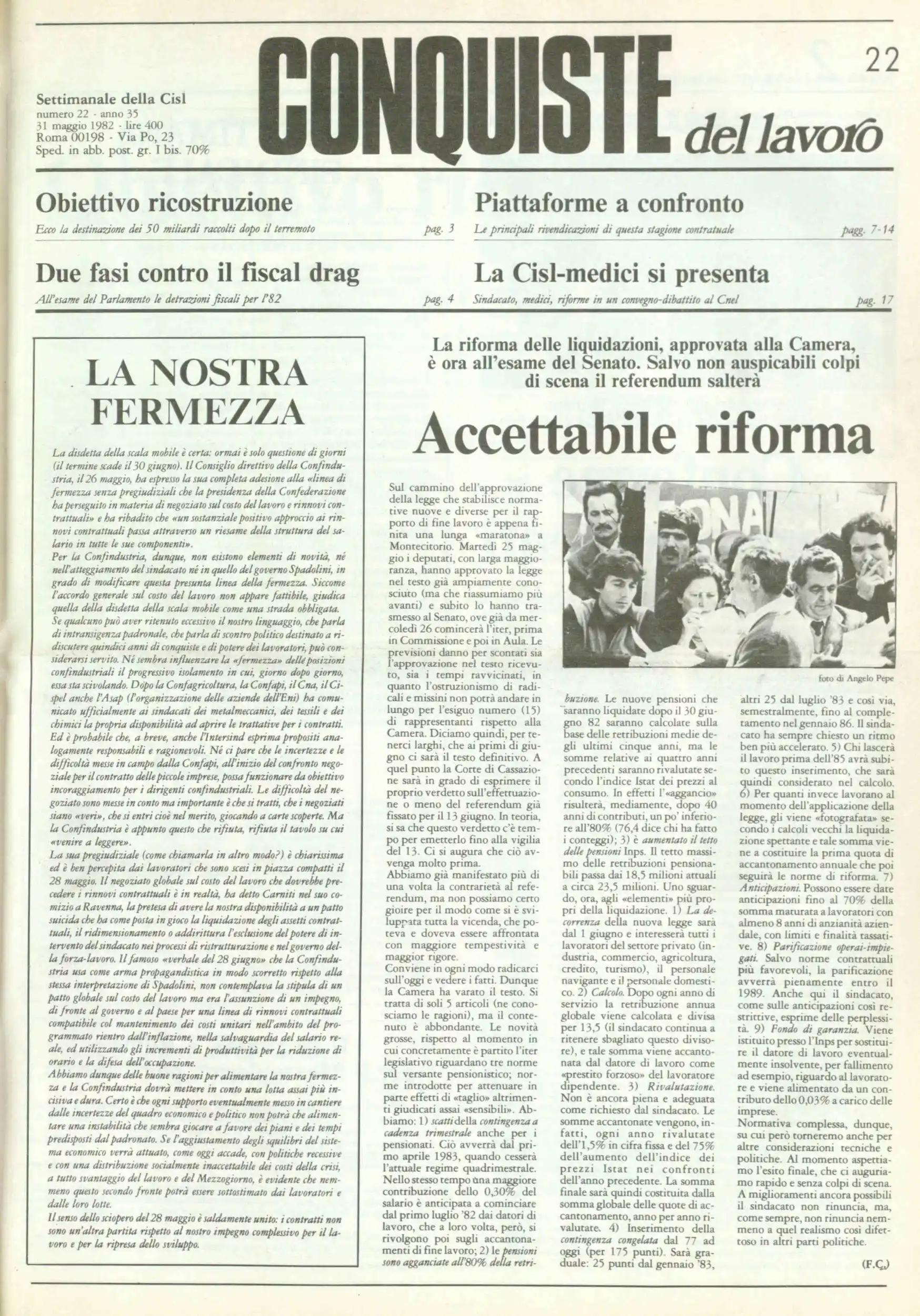 Conquiste del Lavoro del 31/05/1982 N. 22 Anno 35