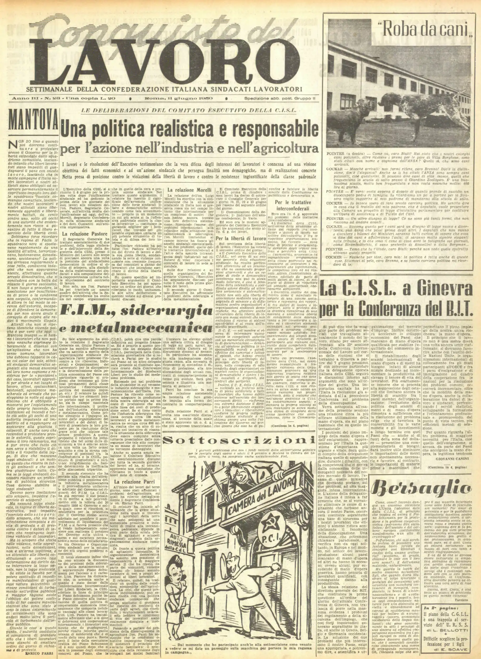 Conquiste del Lavoro del 11/06/1950 N. 23 Anno 3