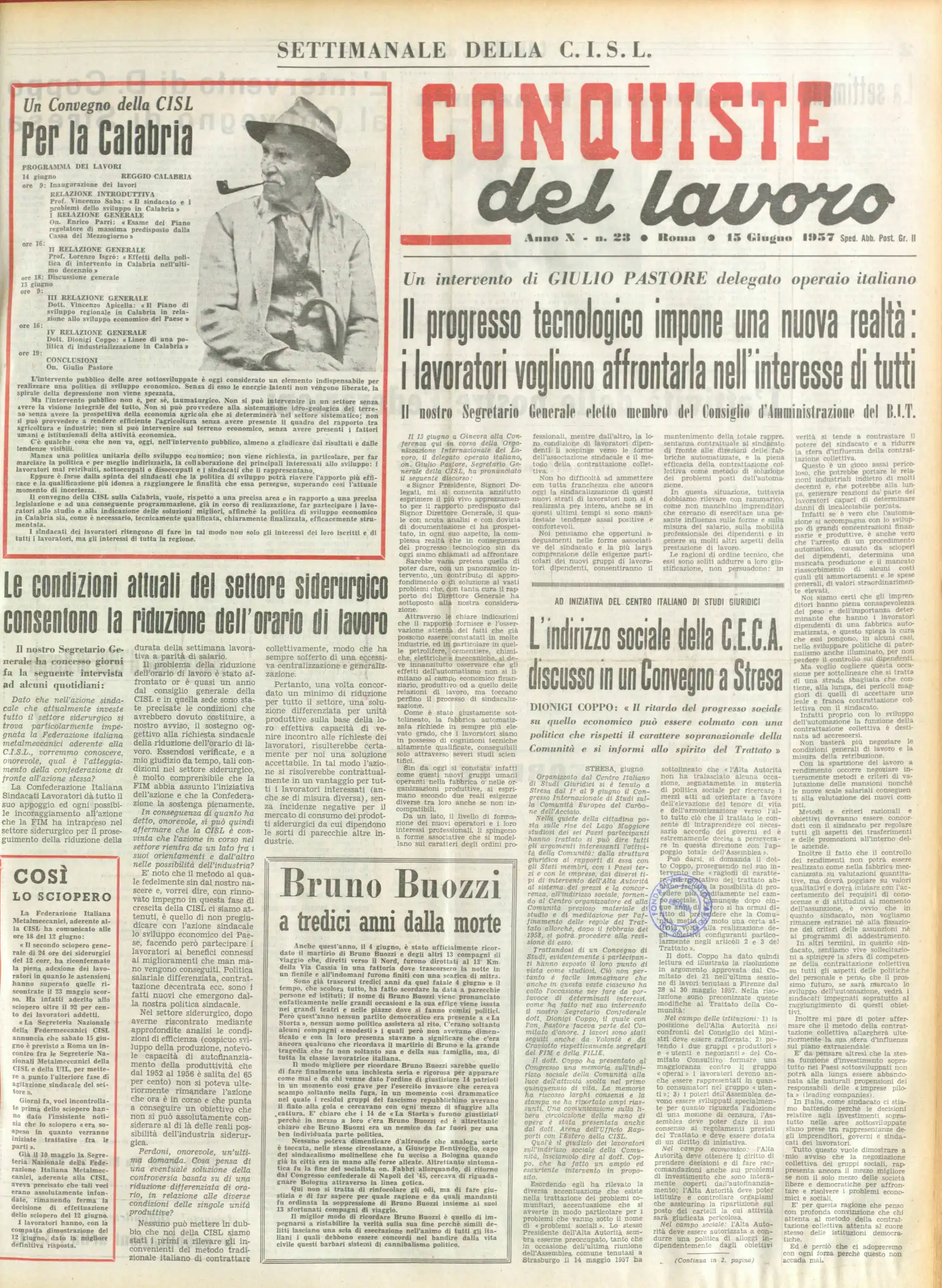 Conquiste del Lavoro del 15/06/1957 N. 23 Anno 10