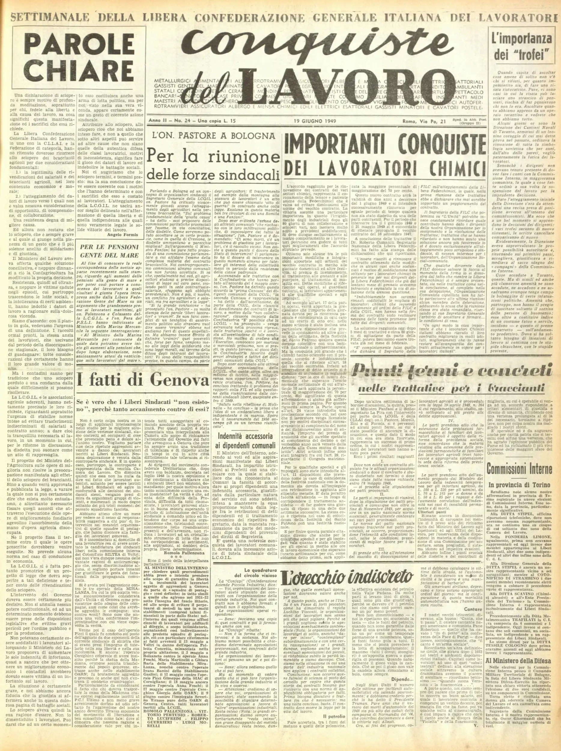 Conquiste del Lavoro del 19/06/1949 N. 24 Anno 2