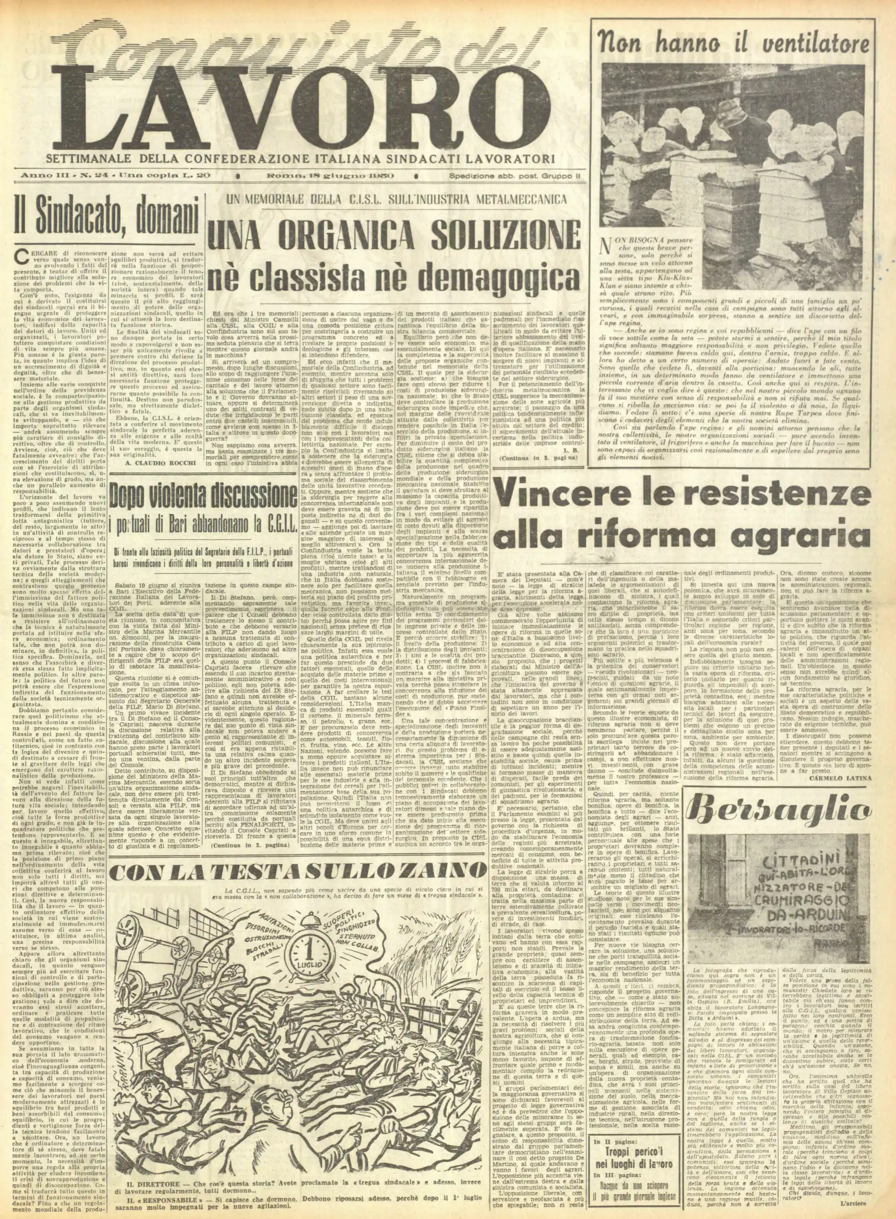 Conquiste del Lavoro del 18/06/1950 N. 24 Anno 3