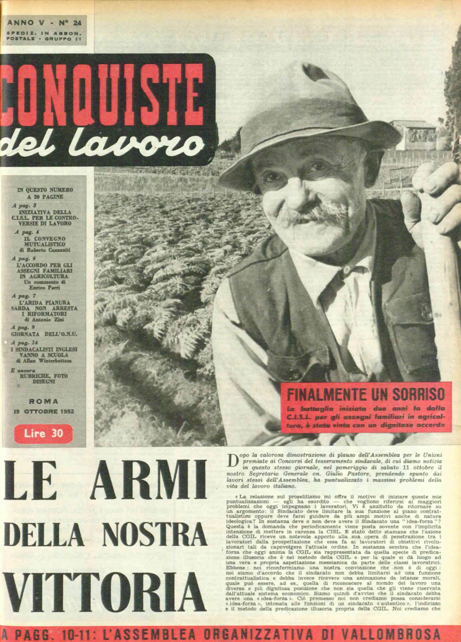 Conquiste del Lavoro del 19/10/1952 N. 24 Anno 5