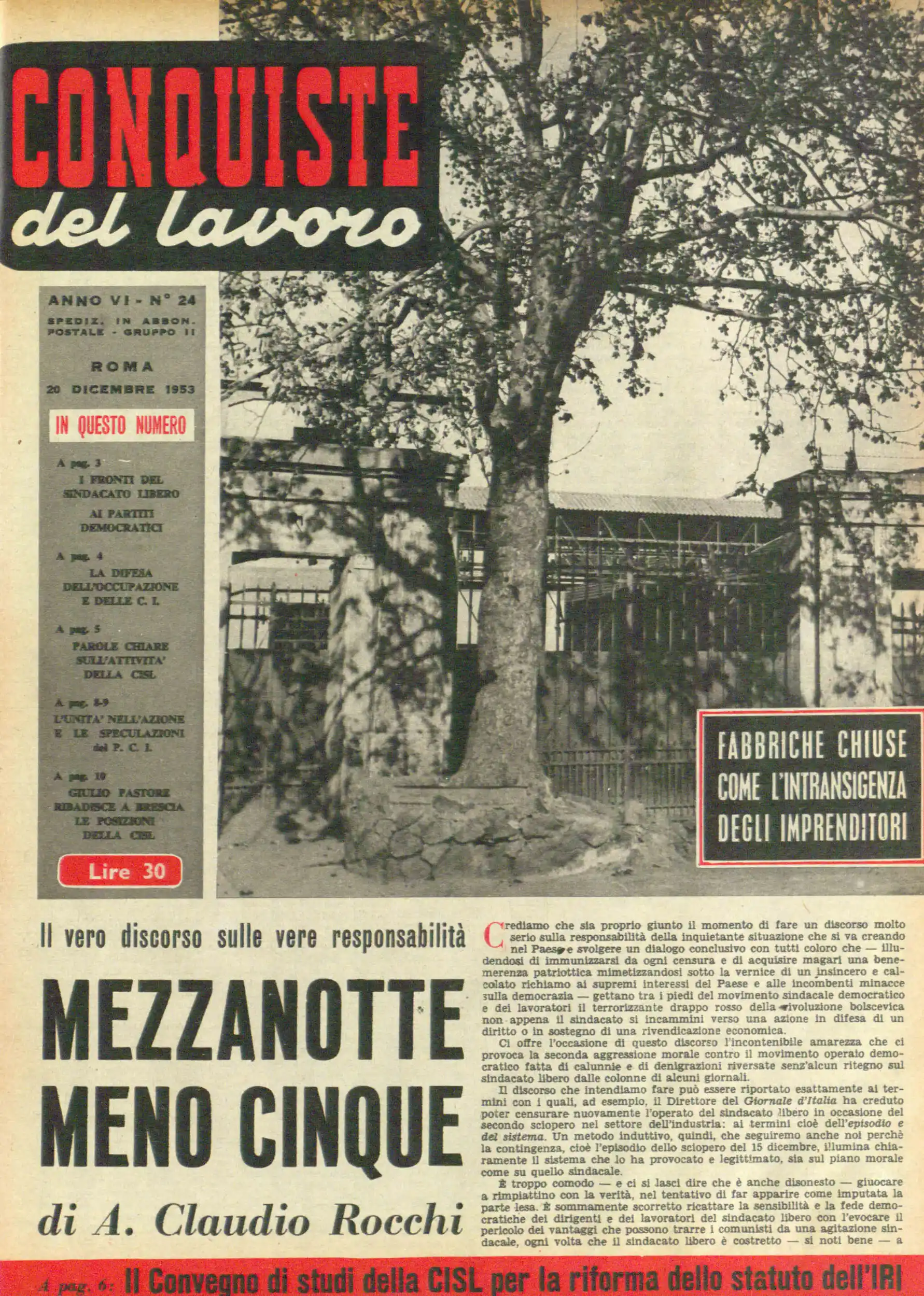 Conquiste del Lavoro del 20/12/1953 N. 24 Anno 6
