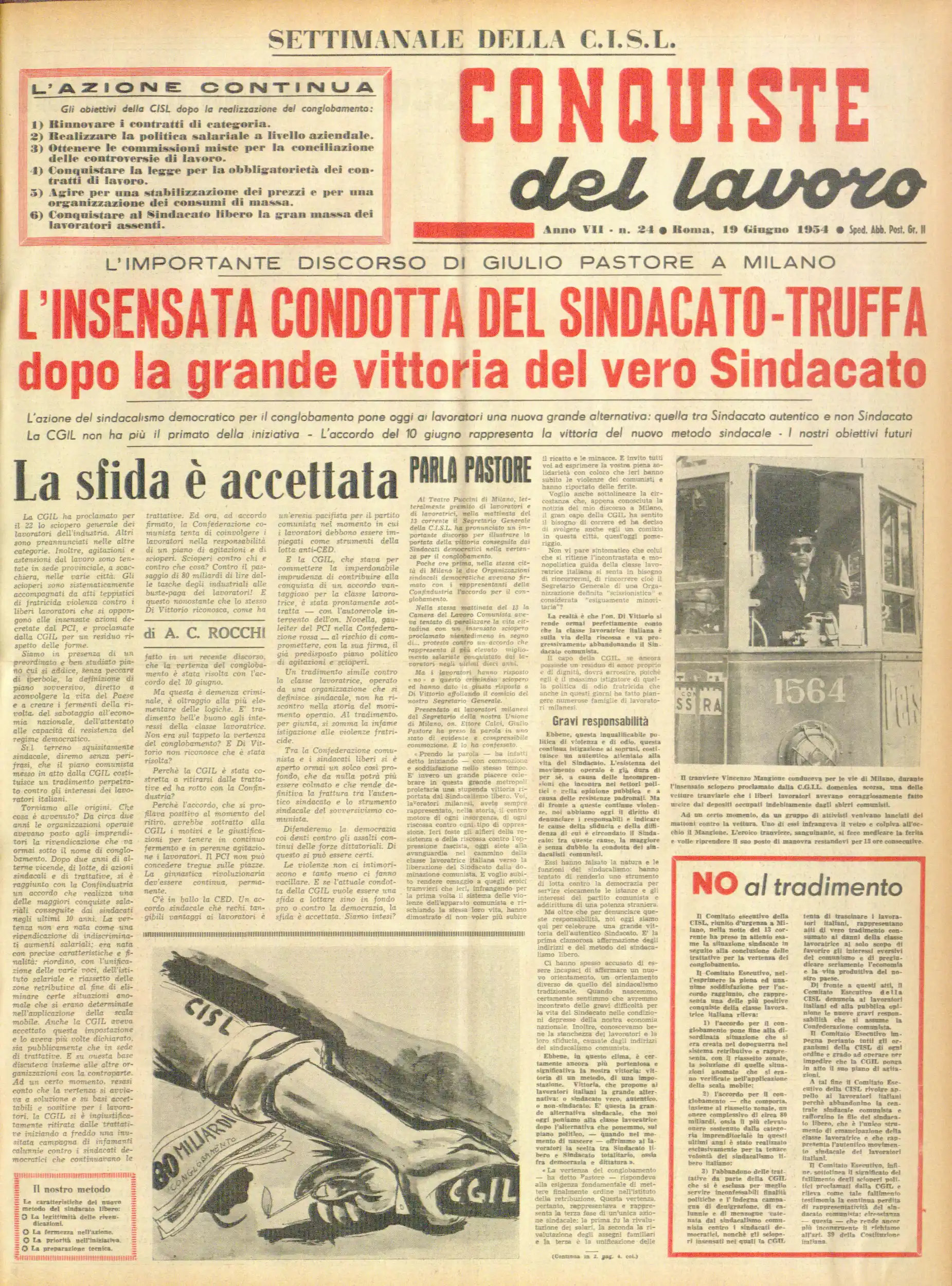 Conquiste del Lavoro del 19/06/1954 N. 24 Anno 7