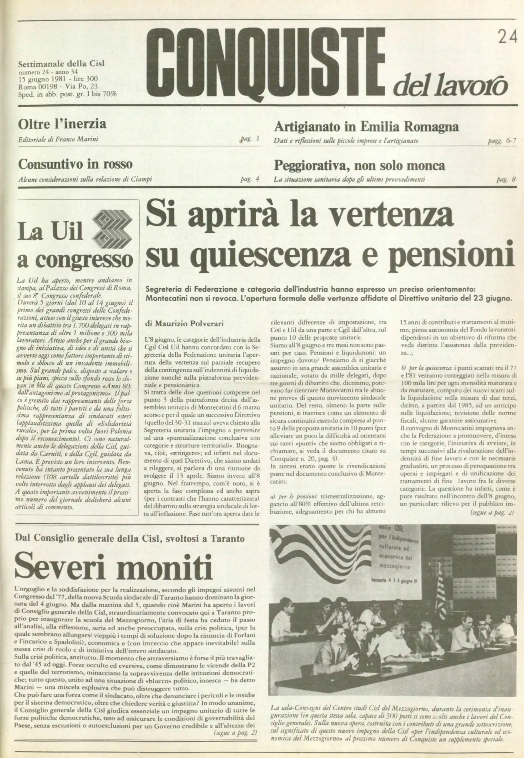 Conquiste del Lavoro del 15/06/1981 N. 24 Anno 34