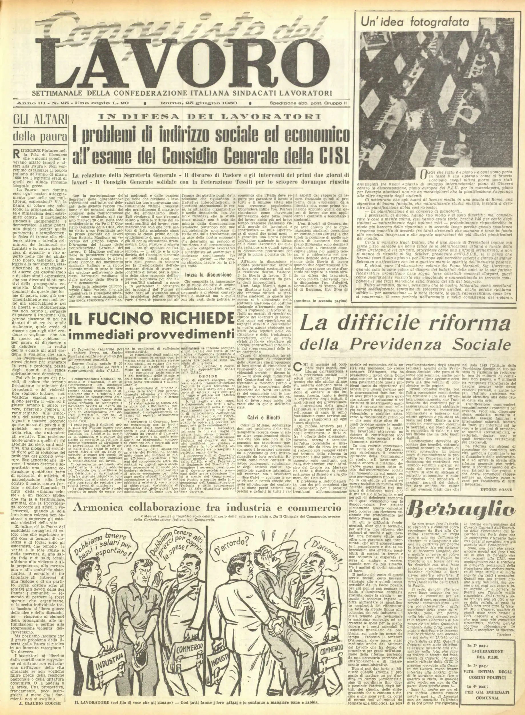 Conquiste del Lavoro del 25/06/1950 N. 25 Anno 3