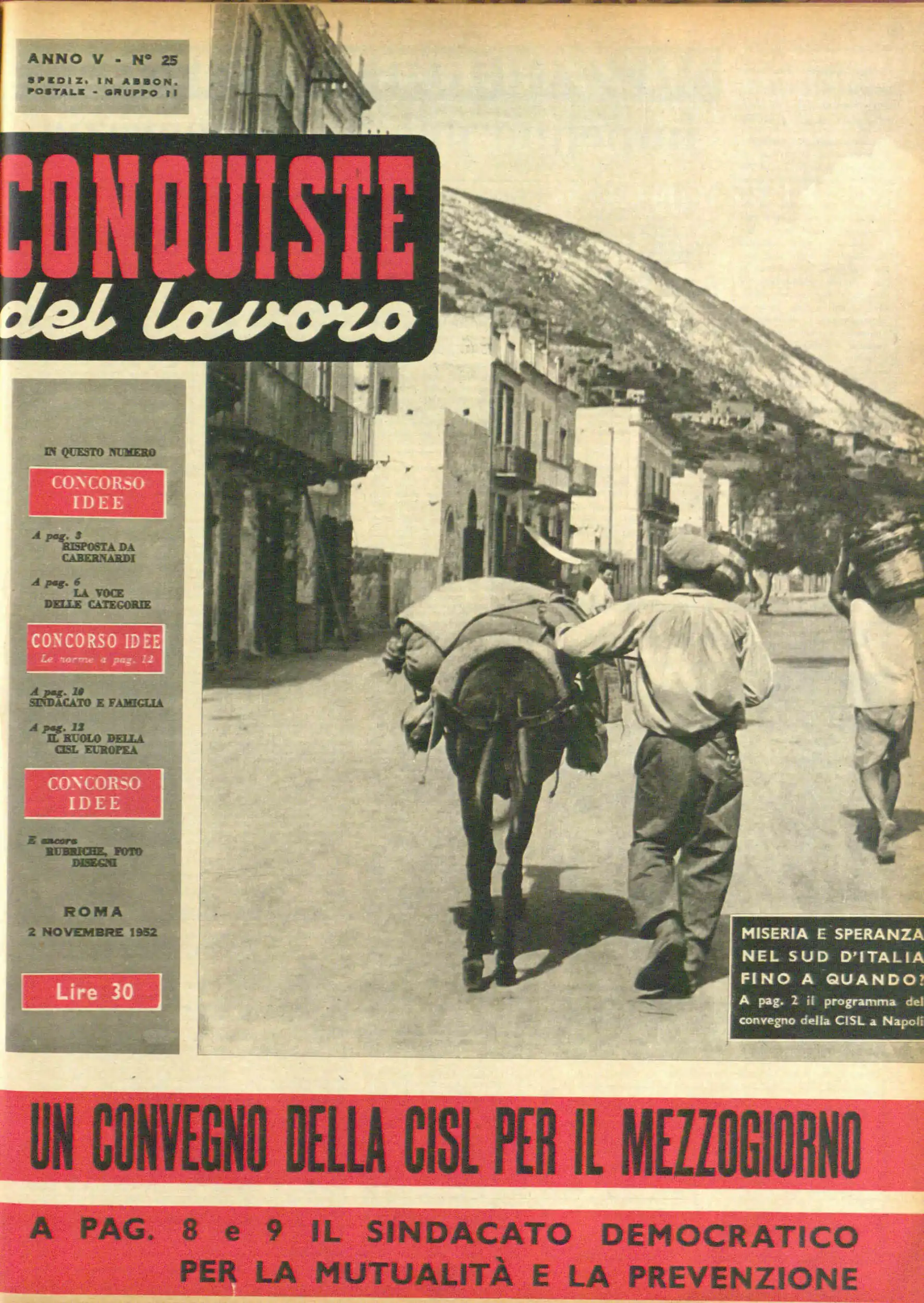 Conquiste del Lavoro del 02/11/1952 N. 25 Anno 5