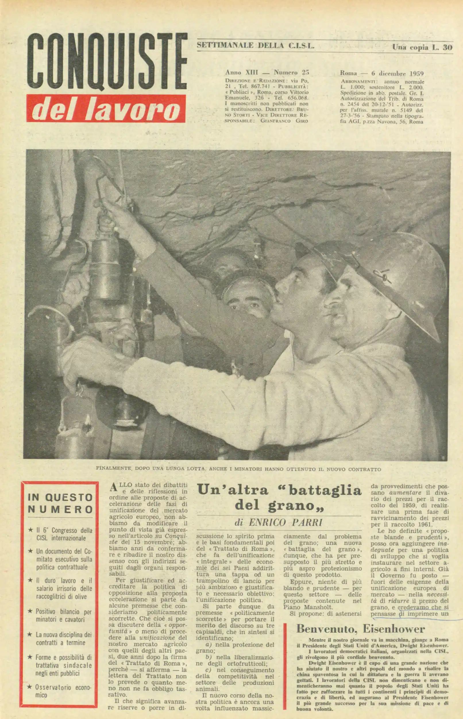 Conquiste del Lavoro del 06/12/1959 N. 25 Anno 12