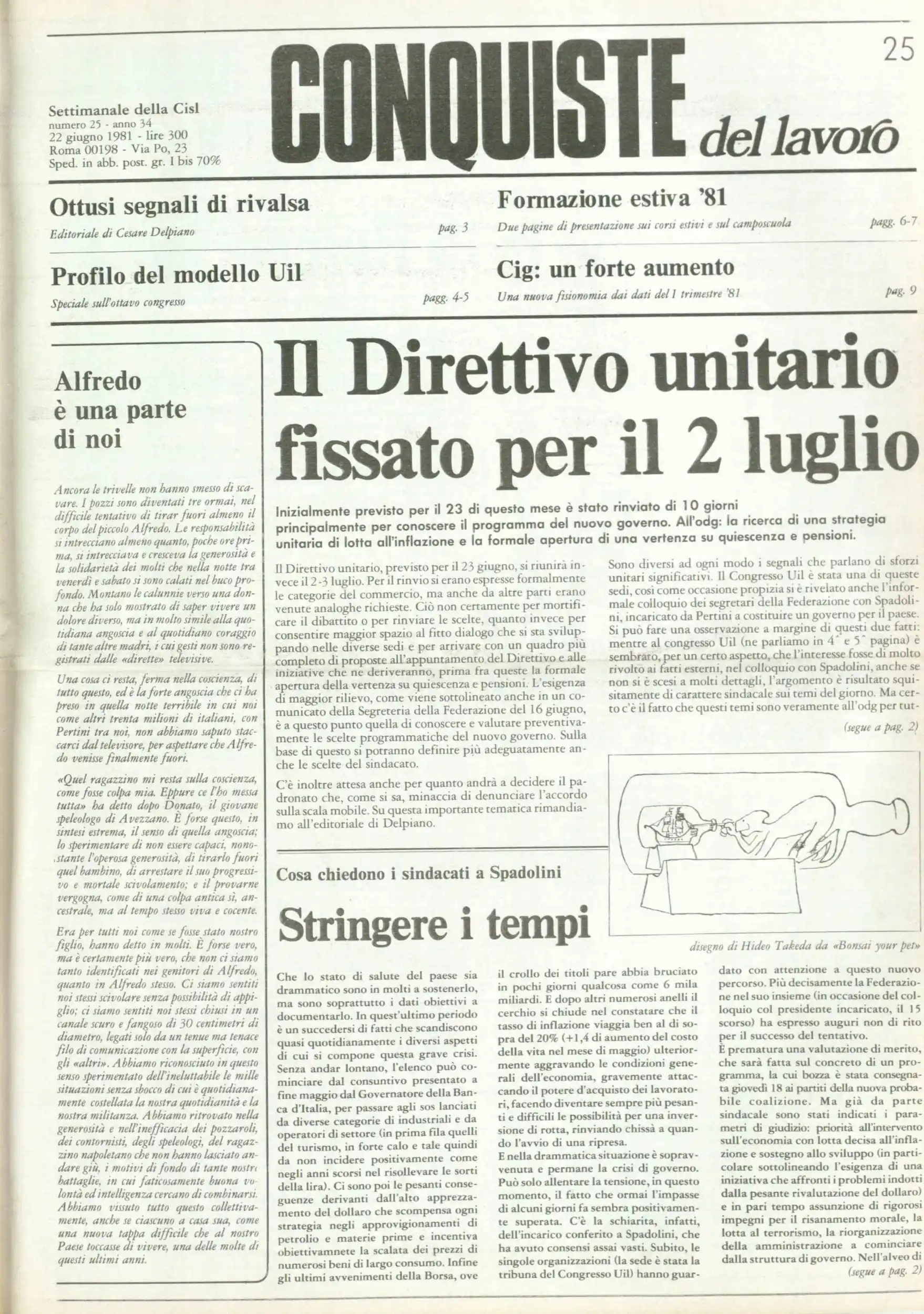 Conquiste del Lavoro del 22/06/1981 N. 25 Anno 34