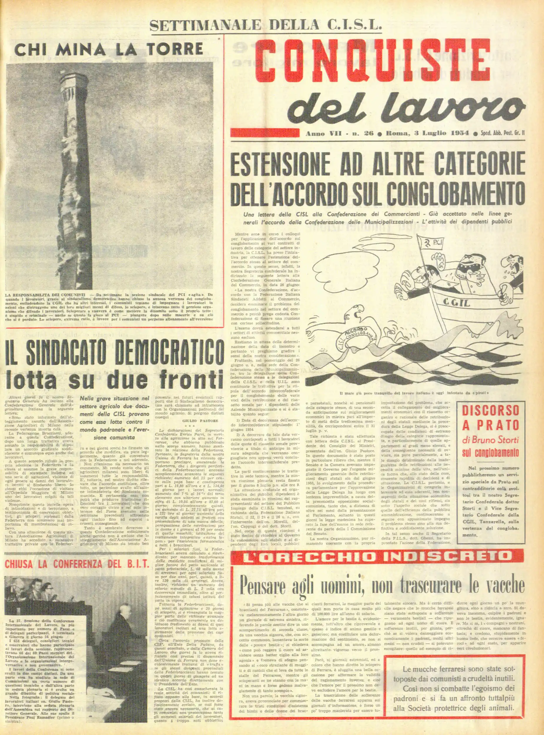 Conquiste del Lavoro del 03/07/1954 N. 26 Anno 7