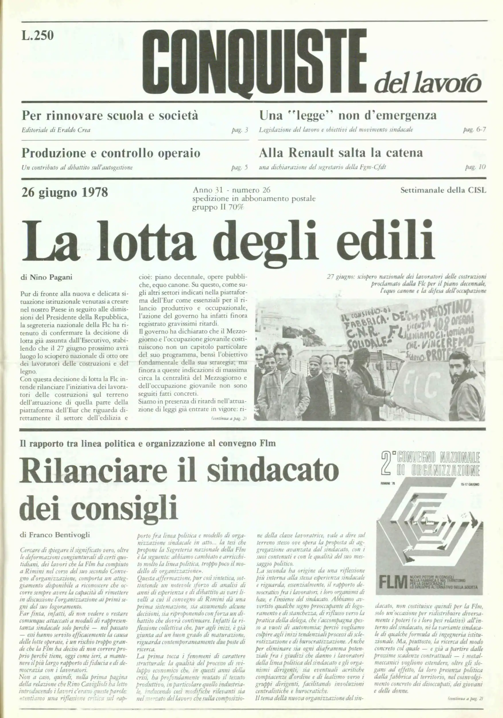 Conquiste del Lavoro del 26/06/1978 N. 26 Anno 31