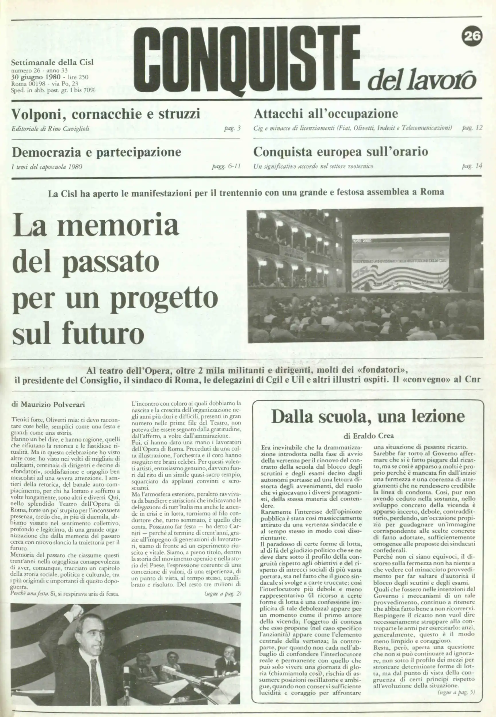 Conquiste del Lavoro del 30/06/1980 N. 26 Anno 33