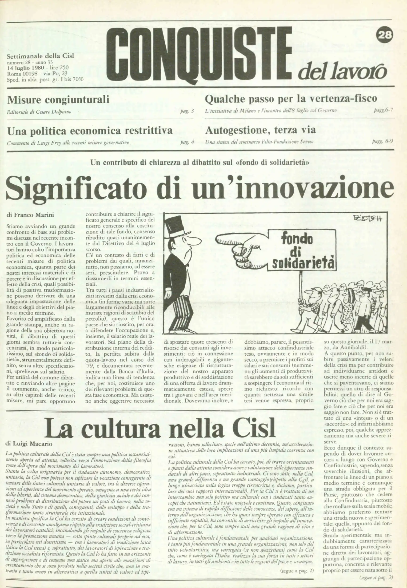 Conquiste del Lavoro del 14/07/1980 N. 28 Anno 33