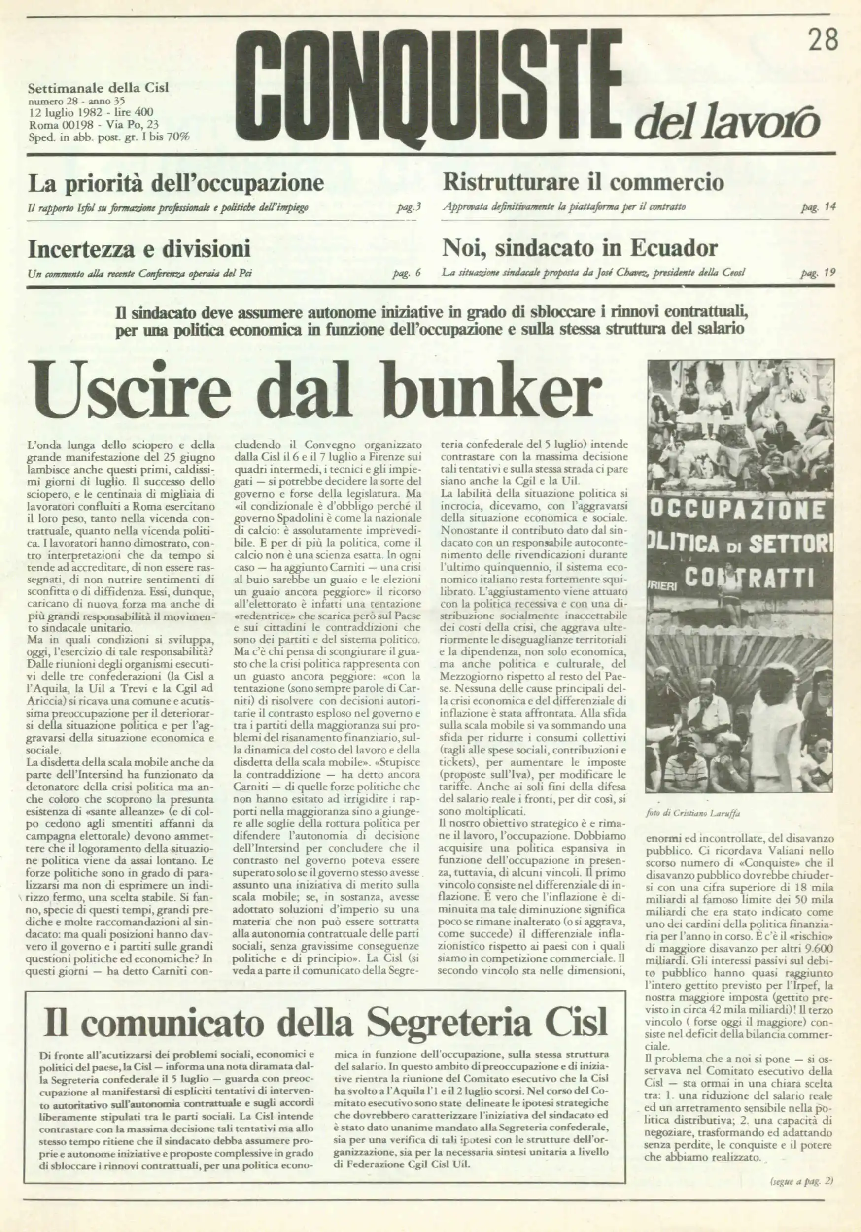 Conquiste del Lavoro del 12/07/1982 N. 28 Anno 35