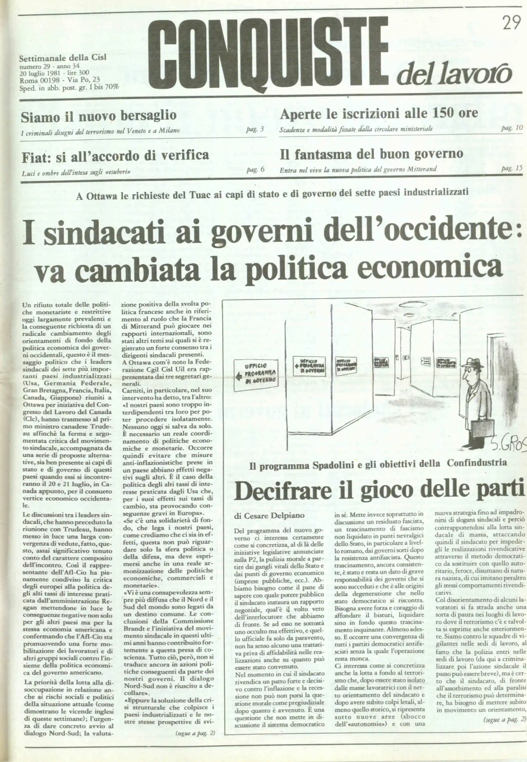 Conquiste del Lavoro del 20/07/1981 N. 29 Anno 34