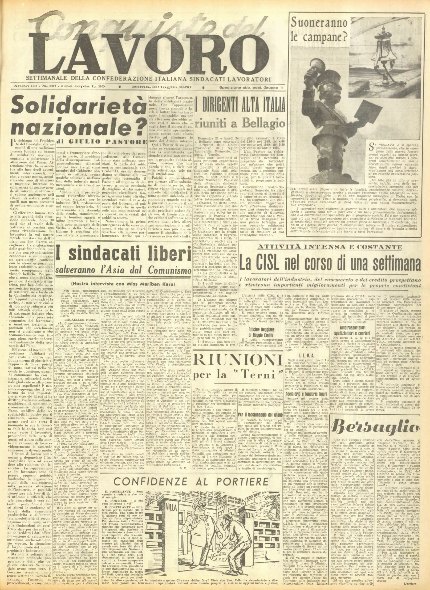Conquiste del Lavoro del 30/07/1950 N. 30 Anno 3