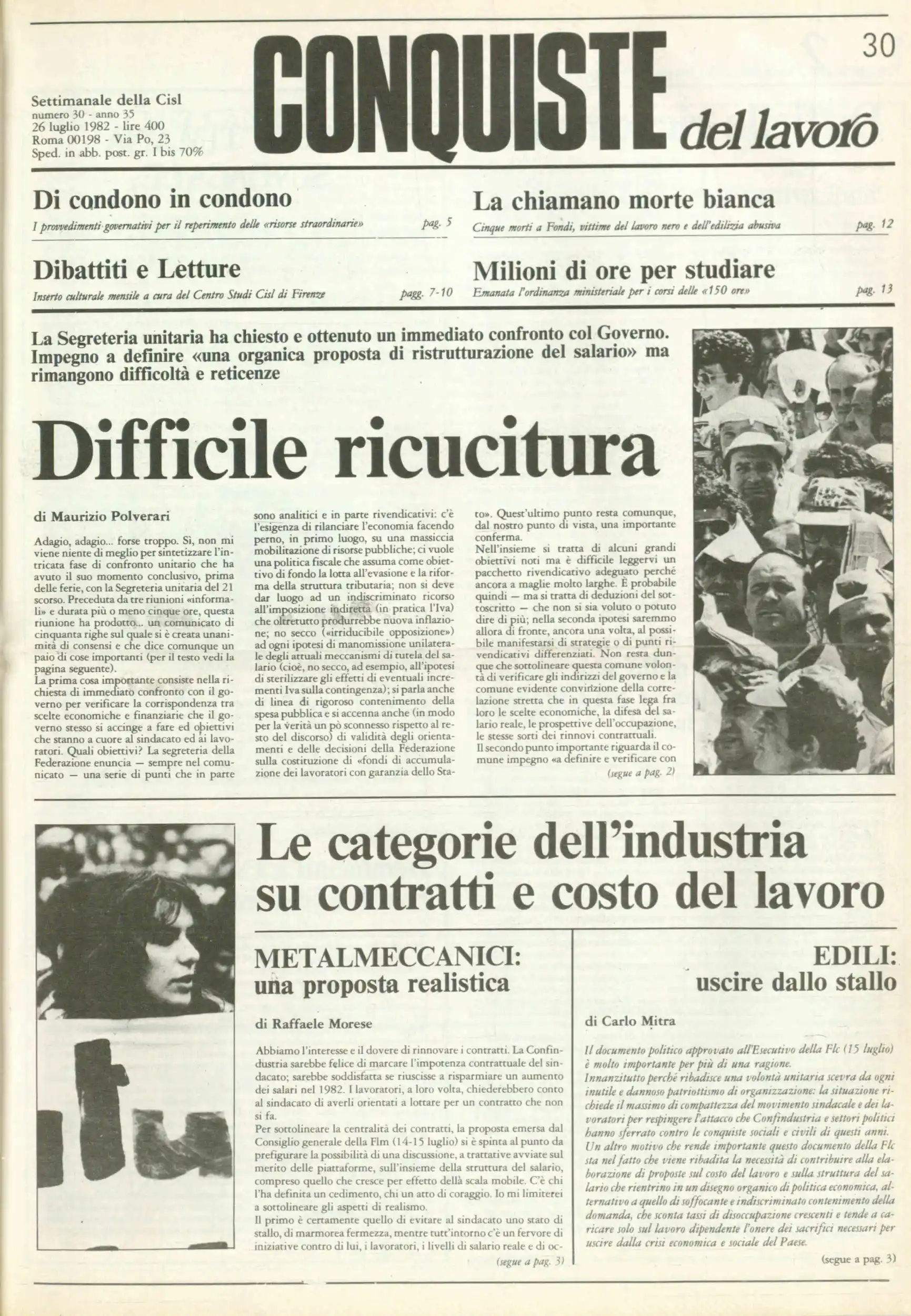 Conquiste del Lavoro del 26/07/1982 N. 30 Anno 35