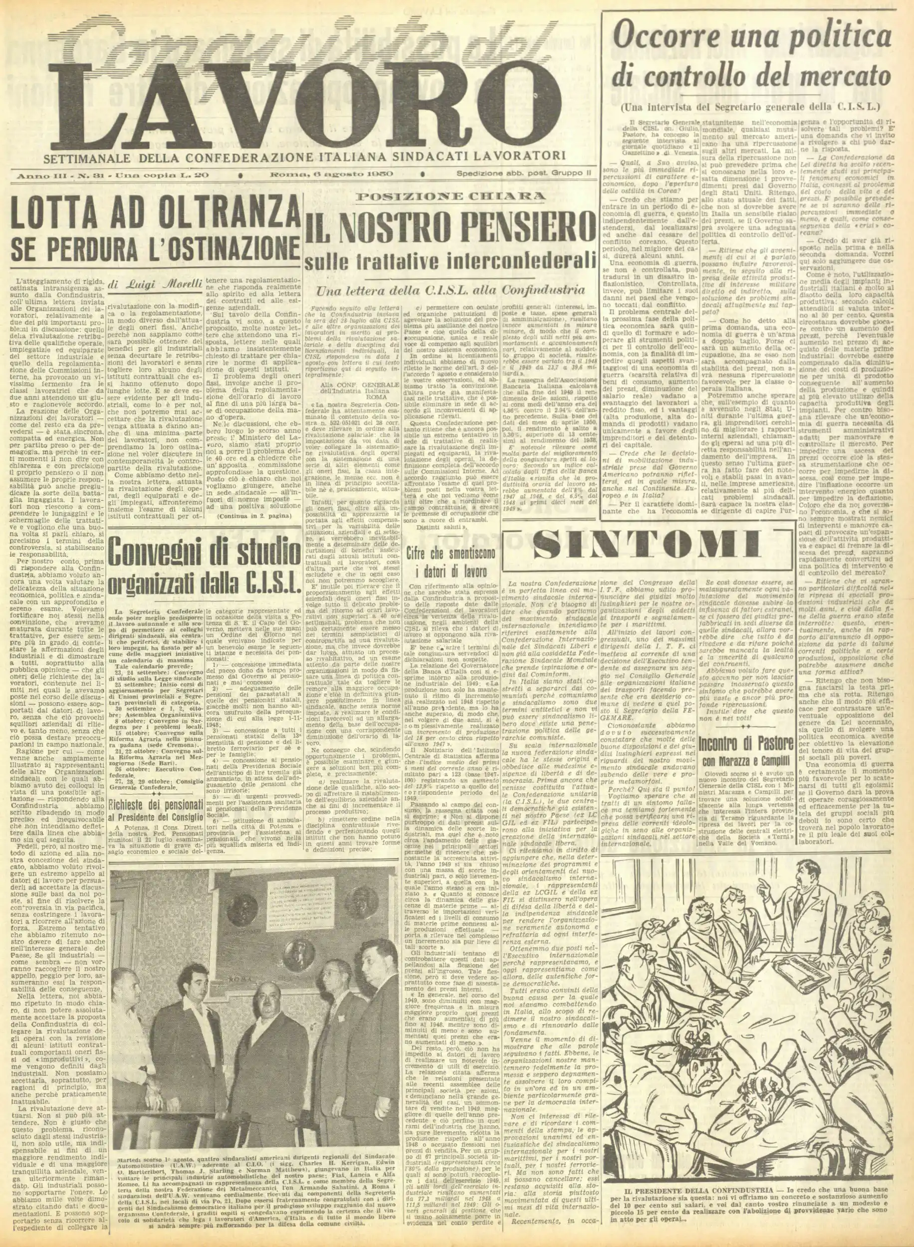 Conquiste del Lavoro del 06/08/1950 N. 31 Anno 3