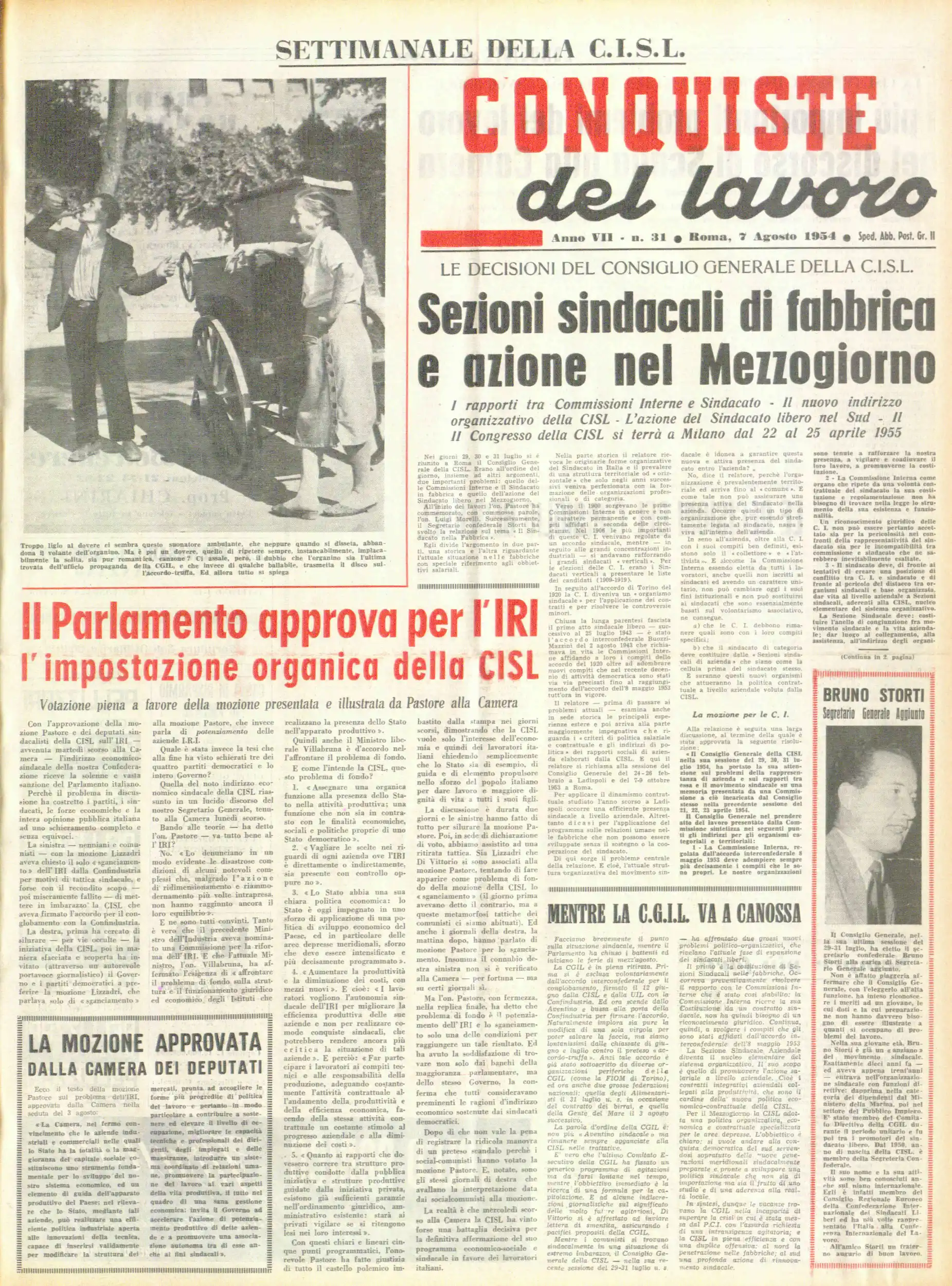 Conquiste del Lavoro del 07/08/1954 N. 31 Anno 7