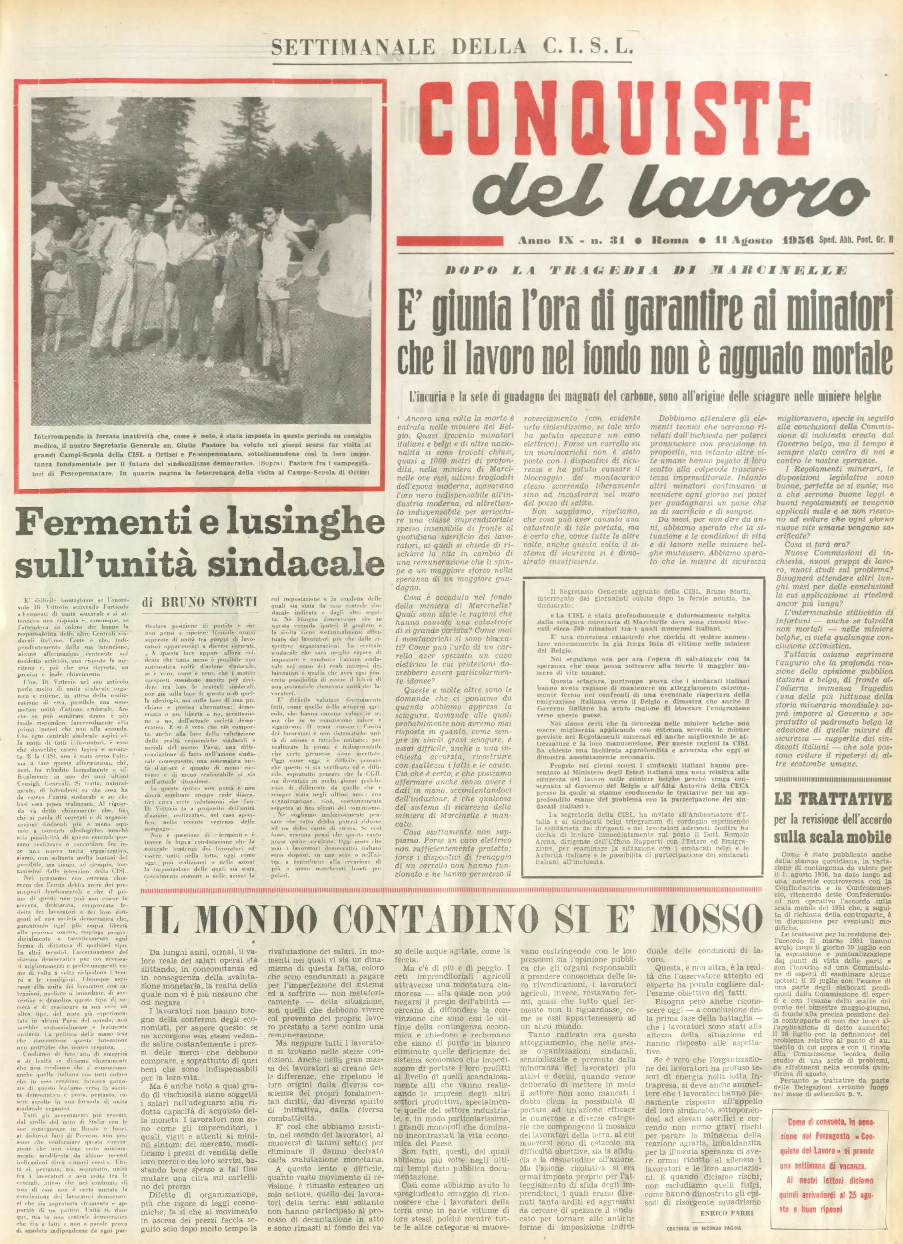 Conquiste del Lavoro del 11/08/1956 N. 31 Anno 9