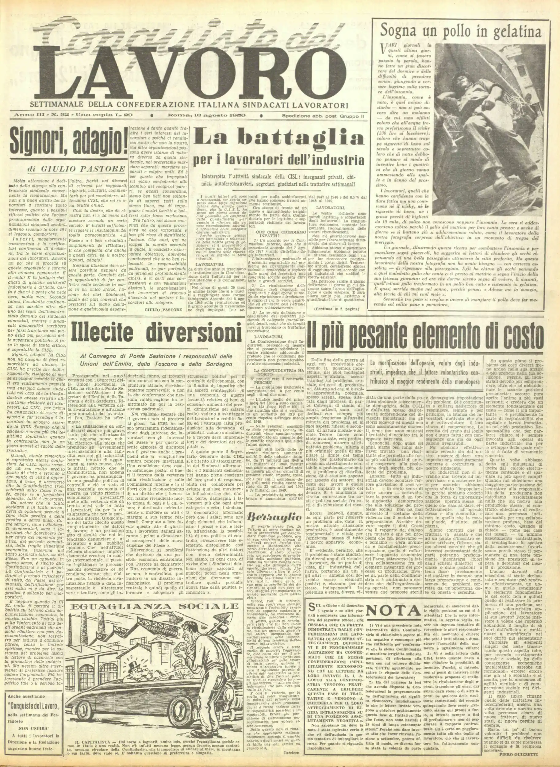 Conquiste del Lavoro del 13/08/1950 N. 32 Anno 3
