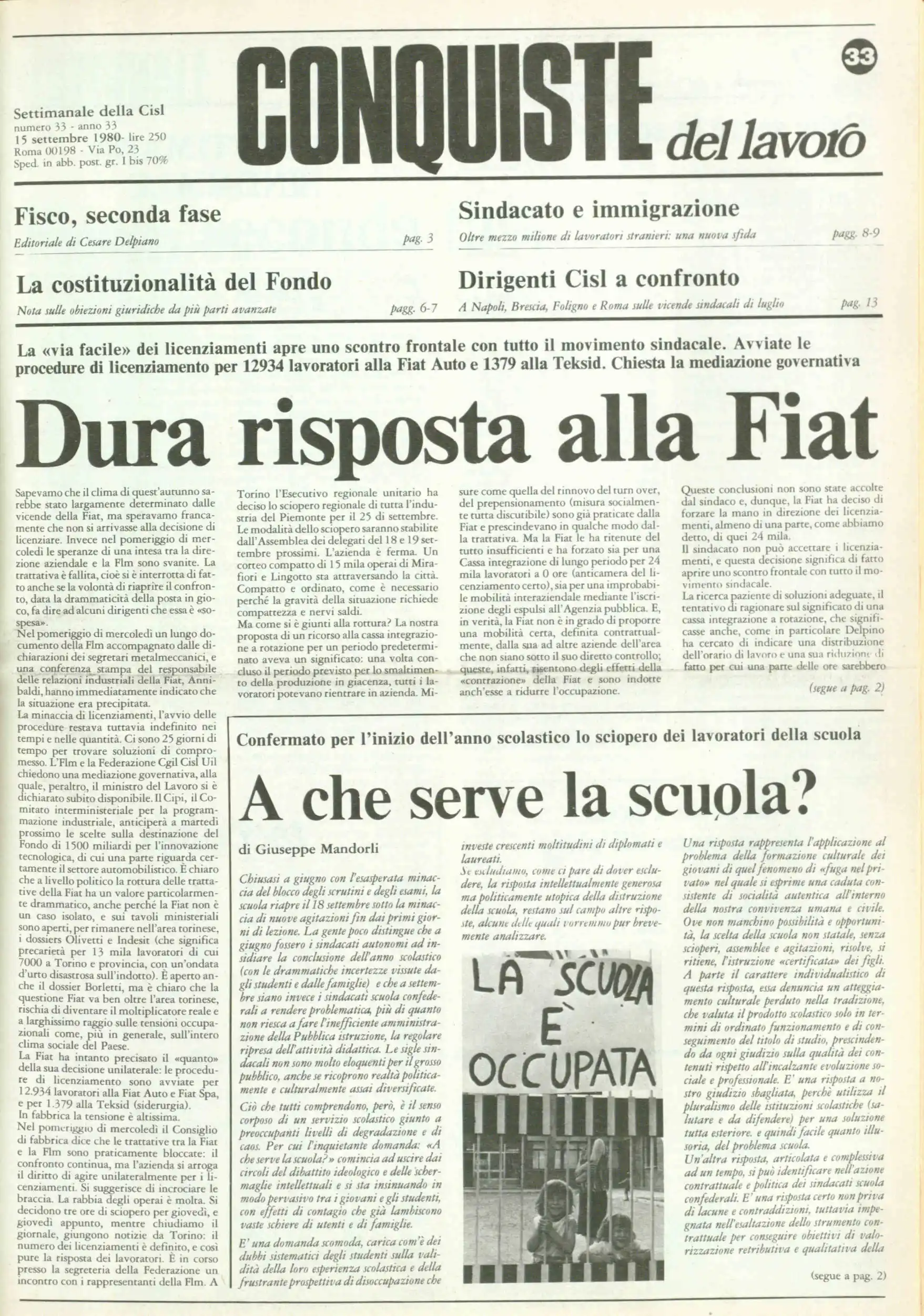 Conquiste del Lavoro del 15/09/1980 N. 33 Anno 33