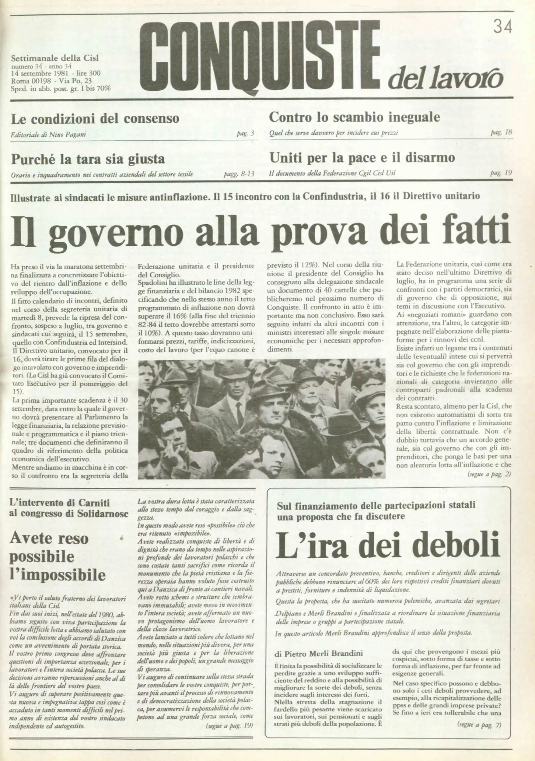 Conquiste del Lavoro del 14/09/1981 N. 34 Anno 34