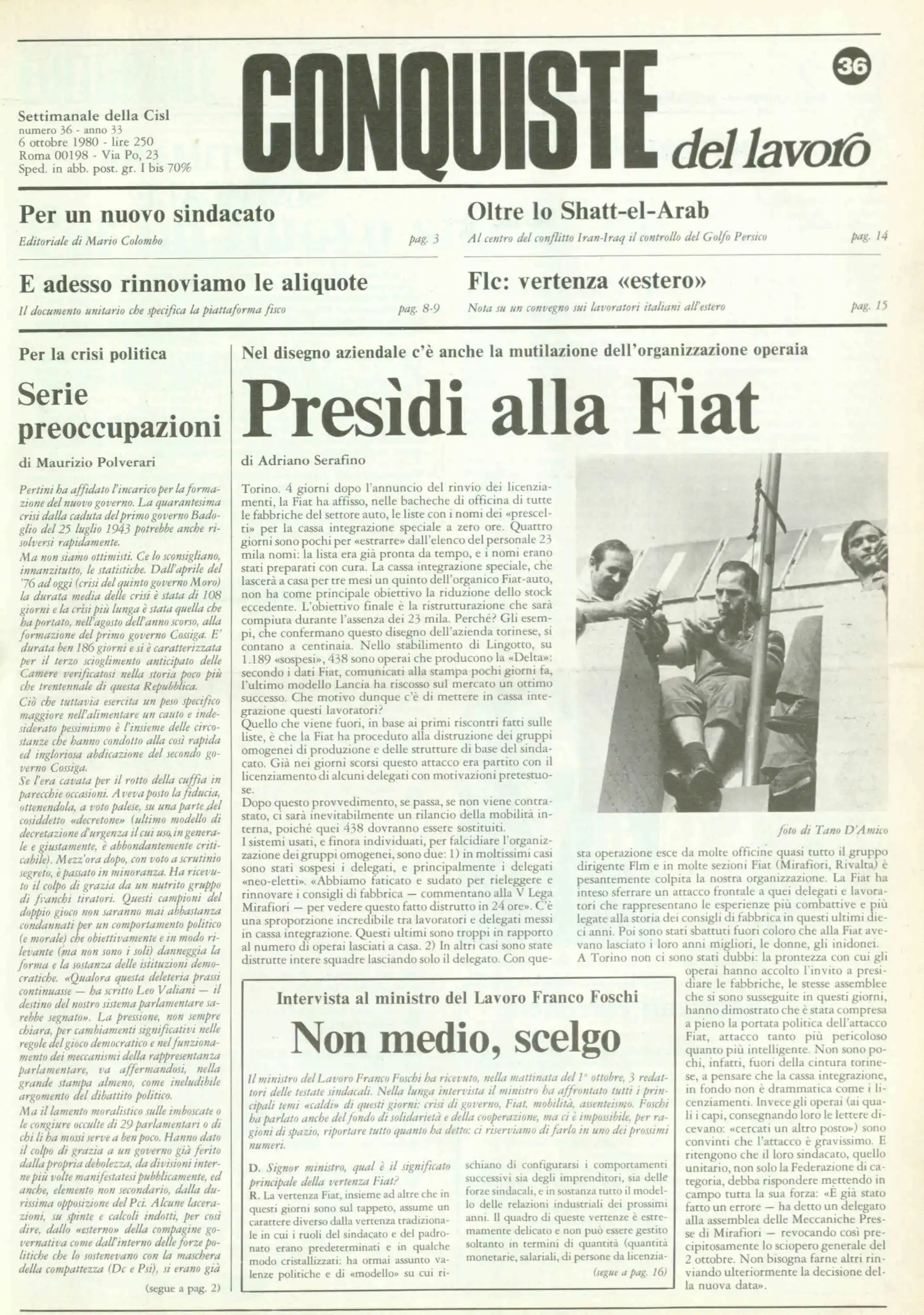 Conquiste del Lavoro del 06/10/1980 N. 36 Anno 33