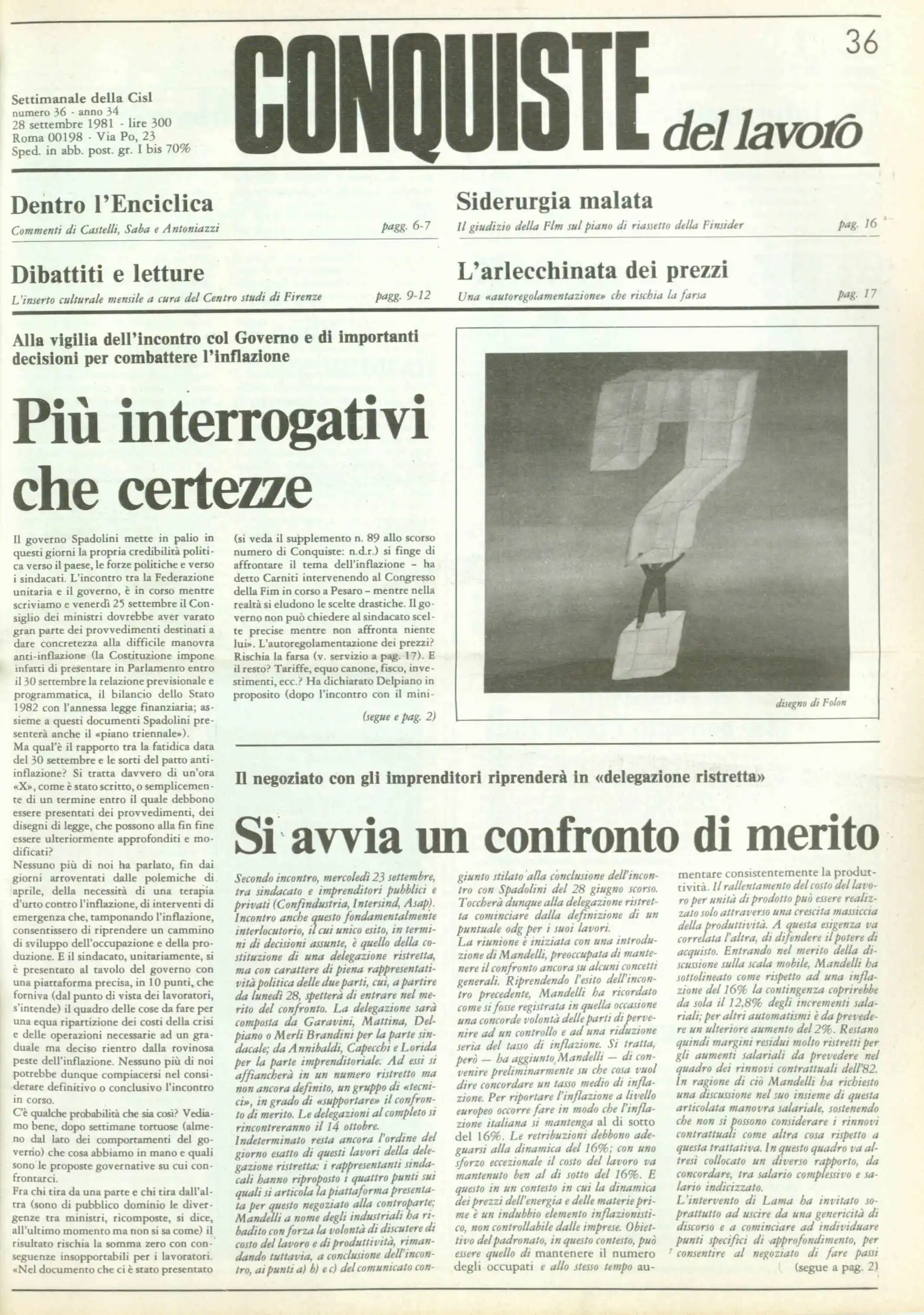 Conquiste del Lavoro del 28/09/1981 N. 36 Anno 34