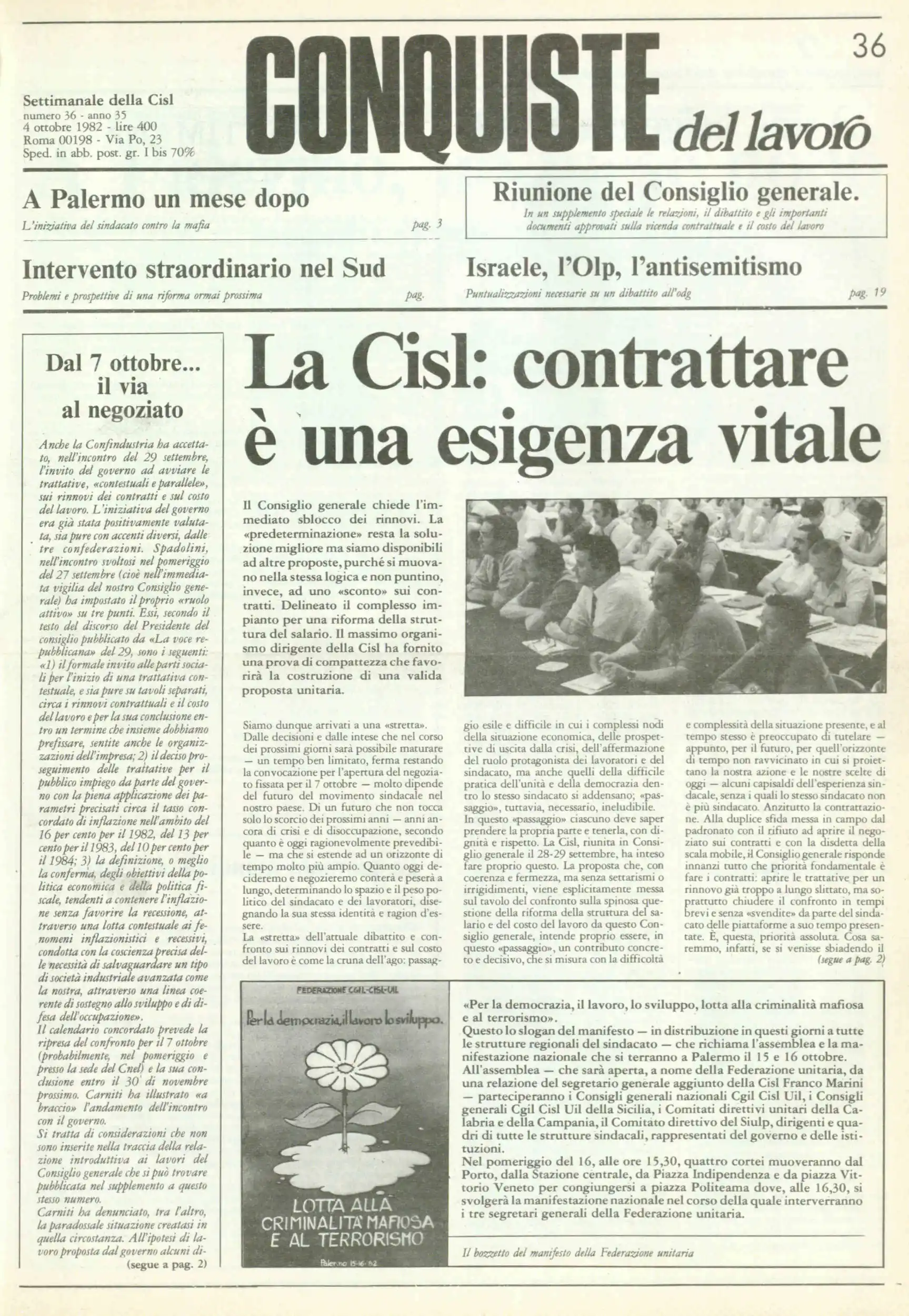 Conquiste del Lavoro del 04/10/1982 N. 36 Anno 35