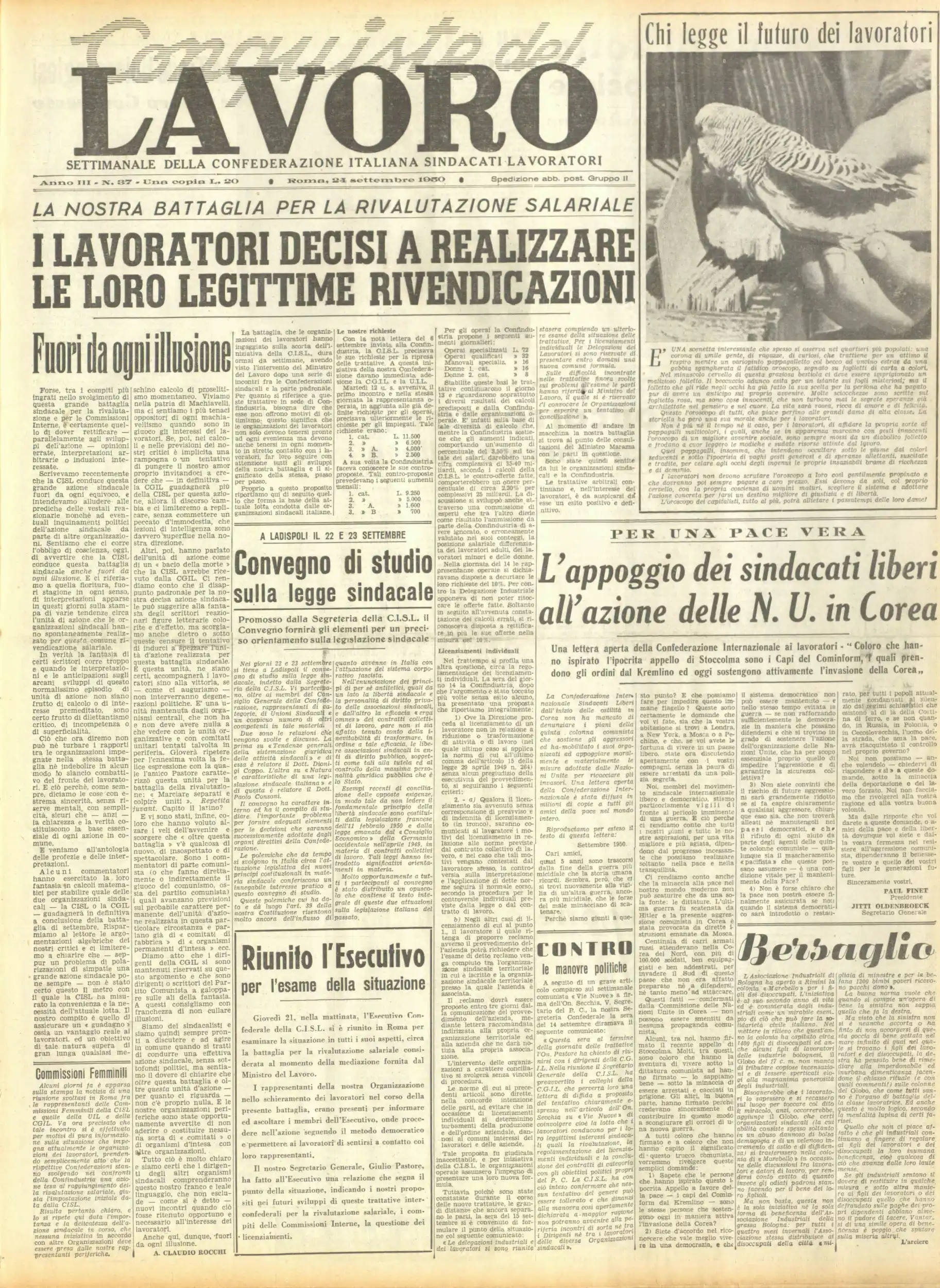 Conquiste del Lavoro del 24/09/1950 N. 37 Anno 3