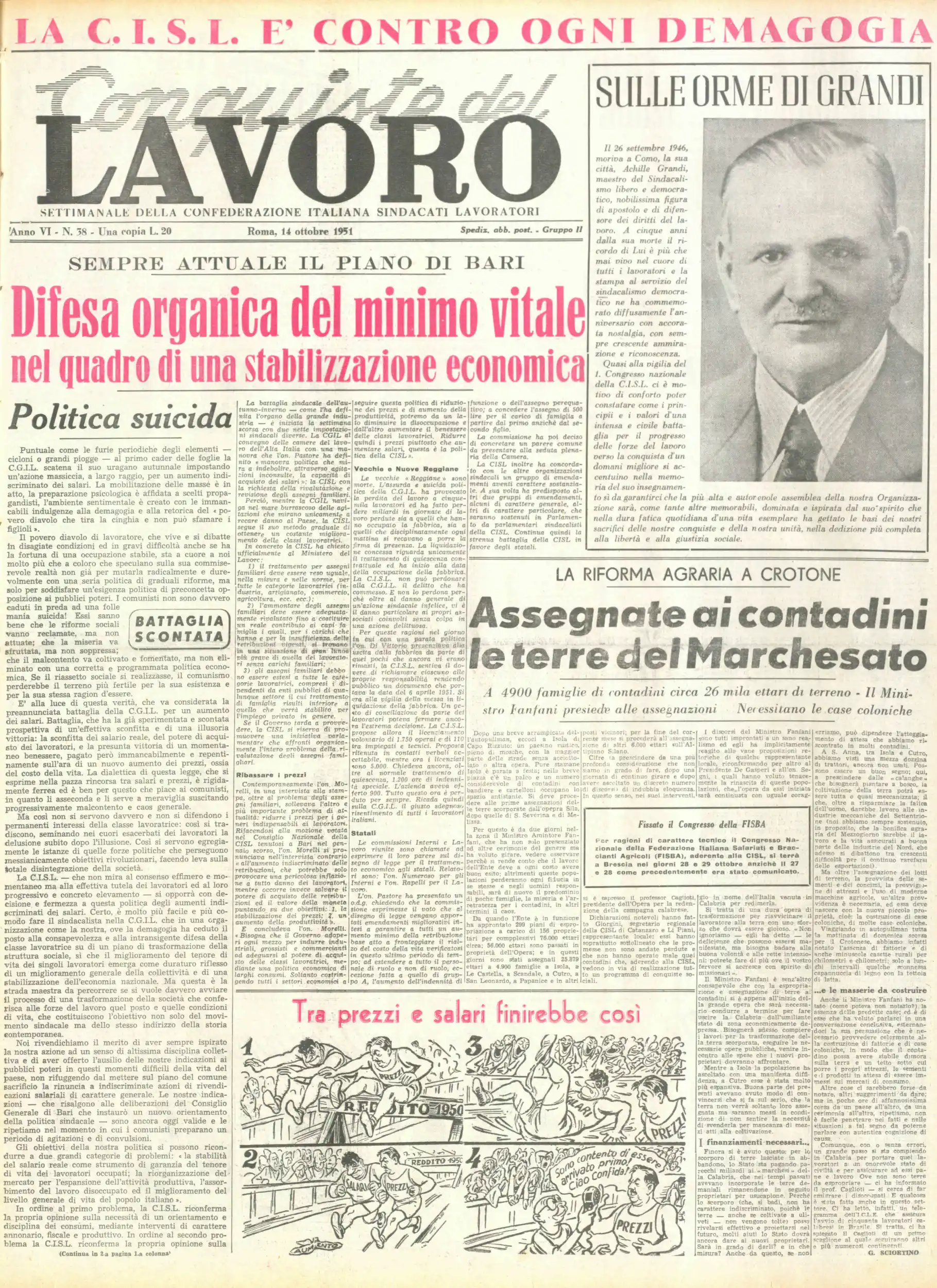 Conquiste del Lavoro del 14/10/1951 N. 38 Anno 4
