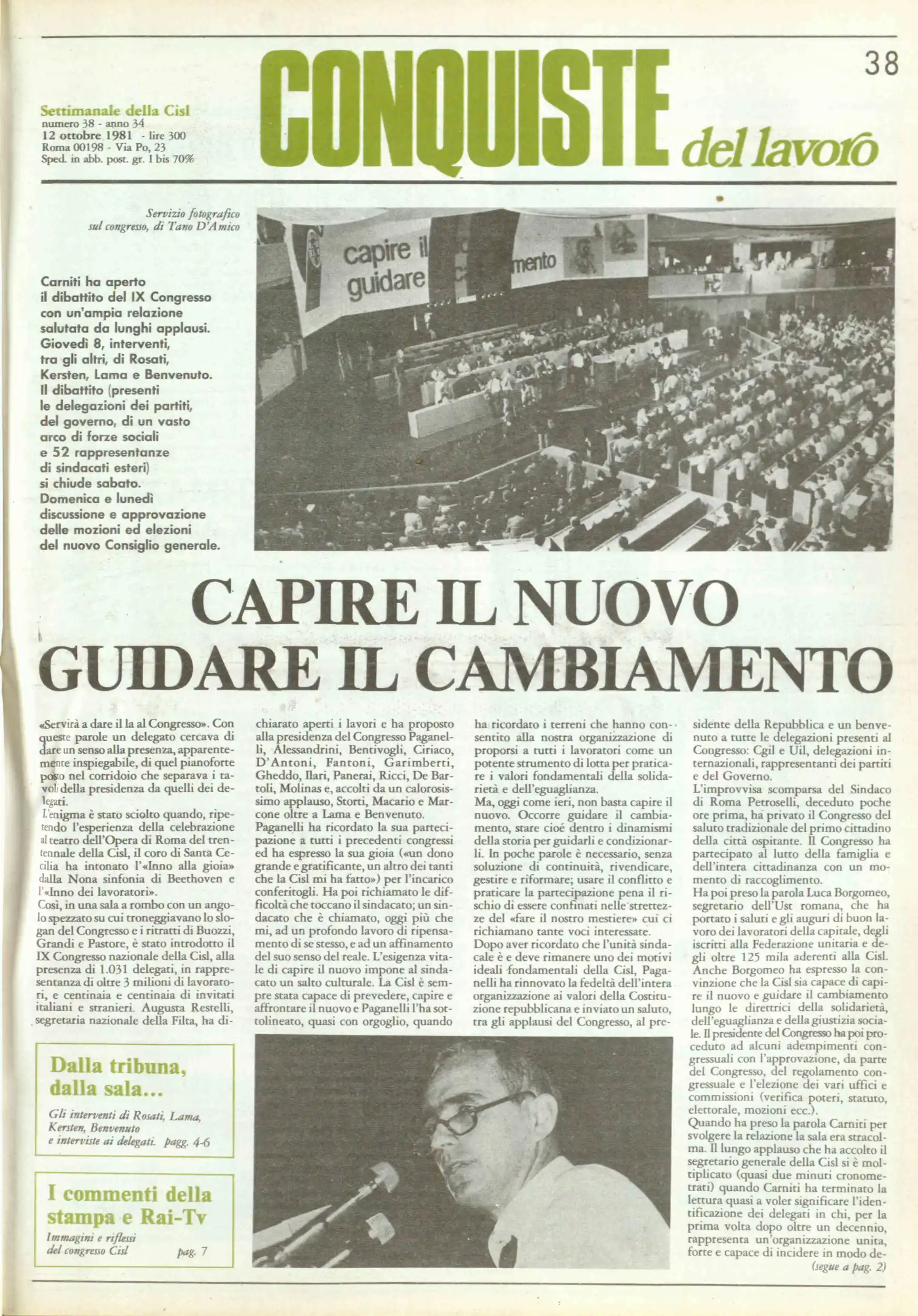 Conquiste del Lavoro del 12/10/1981 N. 38 Anno 34